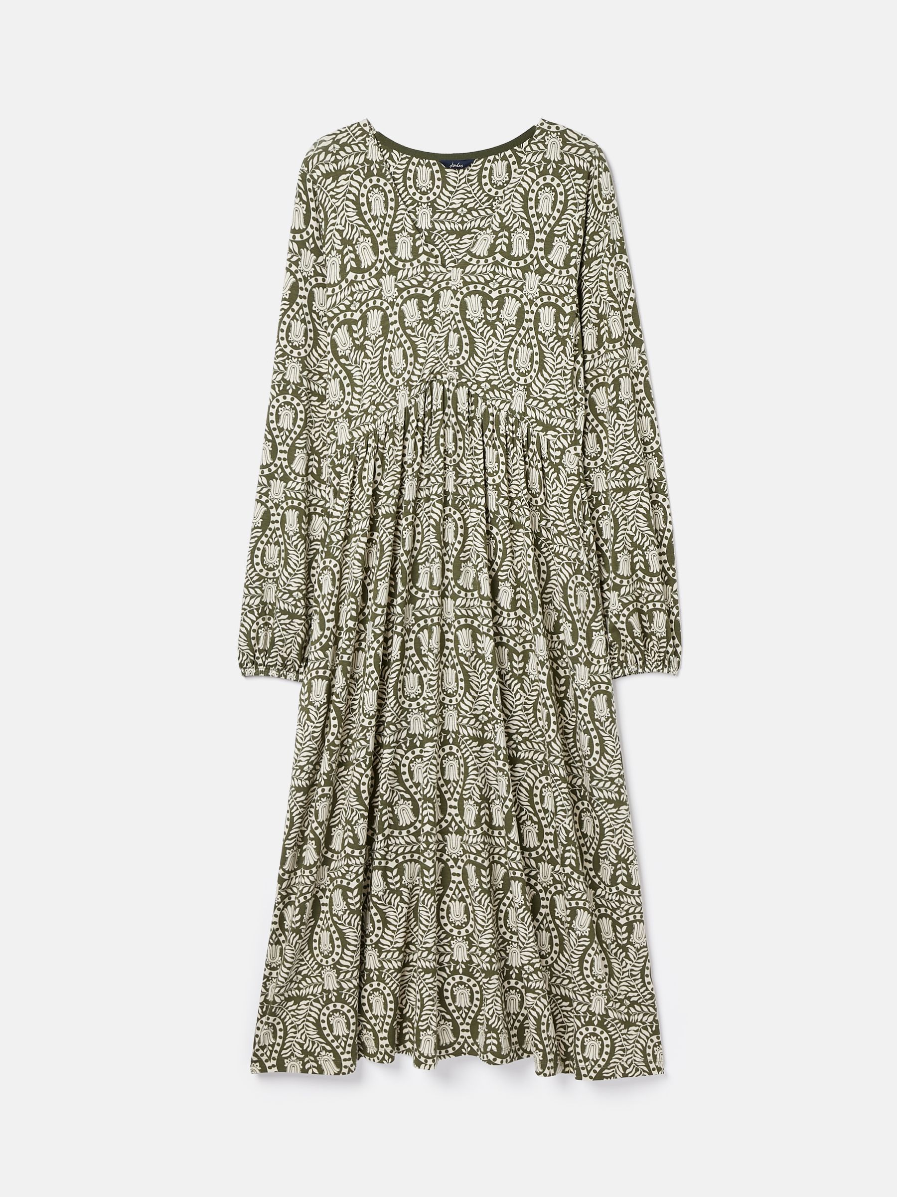 Nia Green Printed Long Sleeve Midaxi Dress With Pockets - Image 7 of 7