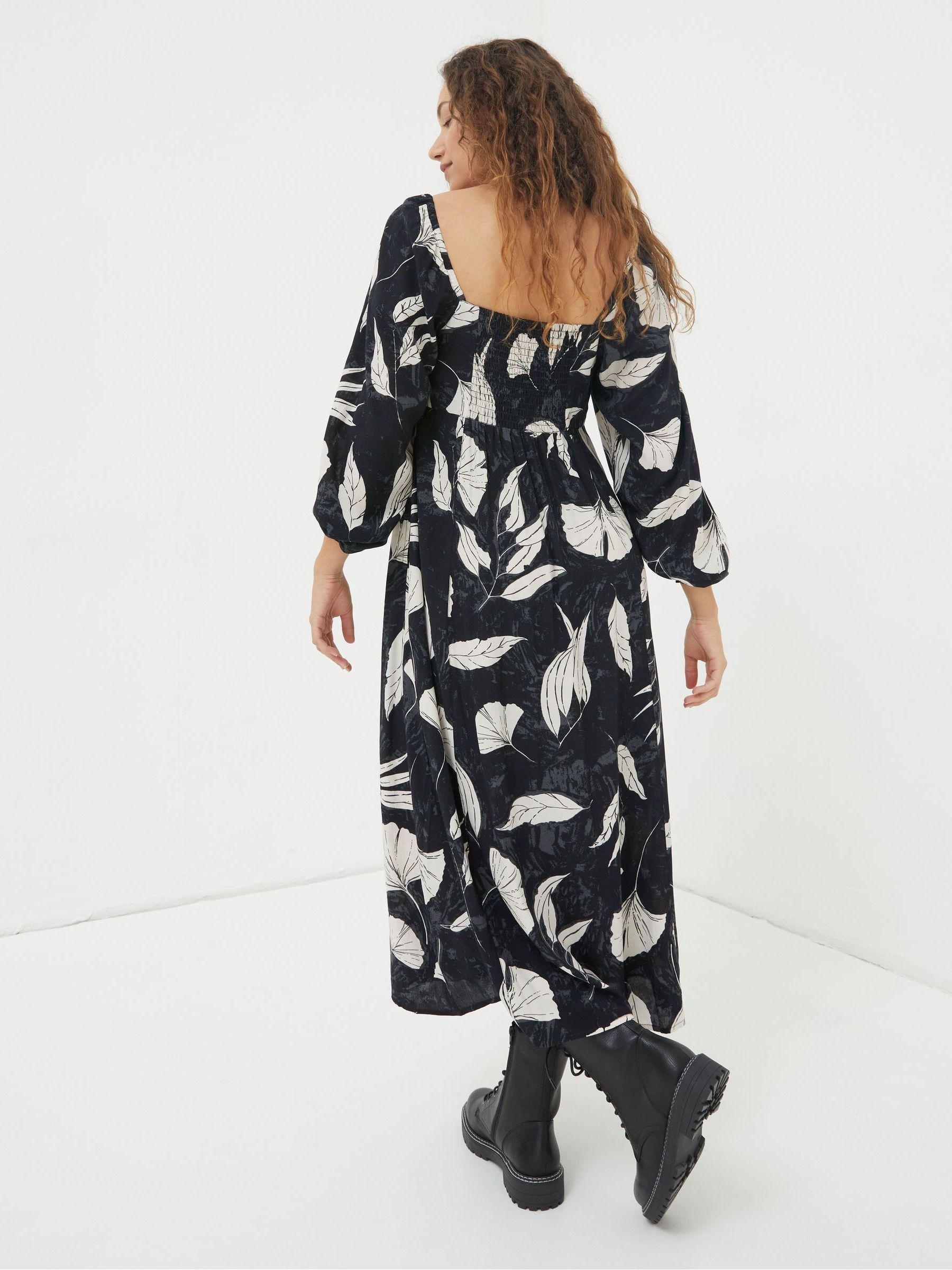 Black Tessa Twilight Leaves Midi Dress - Image 2 of 5