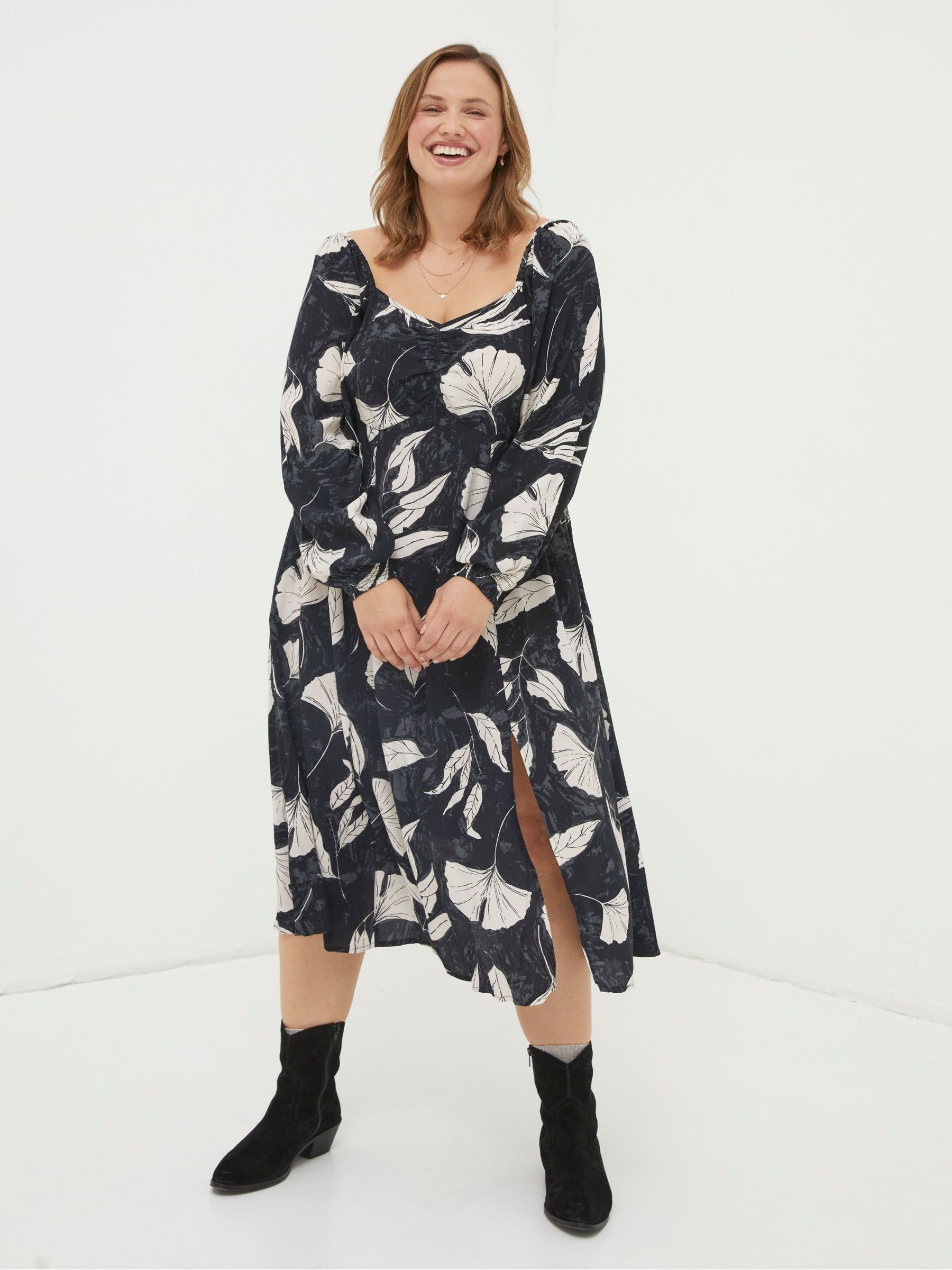 Black Tessa Twilight Leaves Midi Dress - Image 3 of 5
