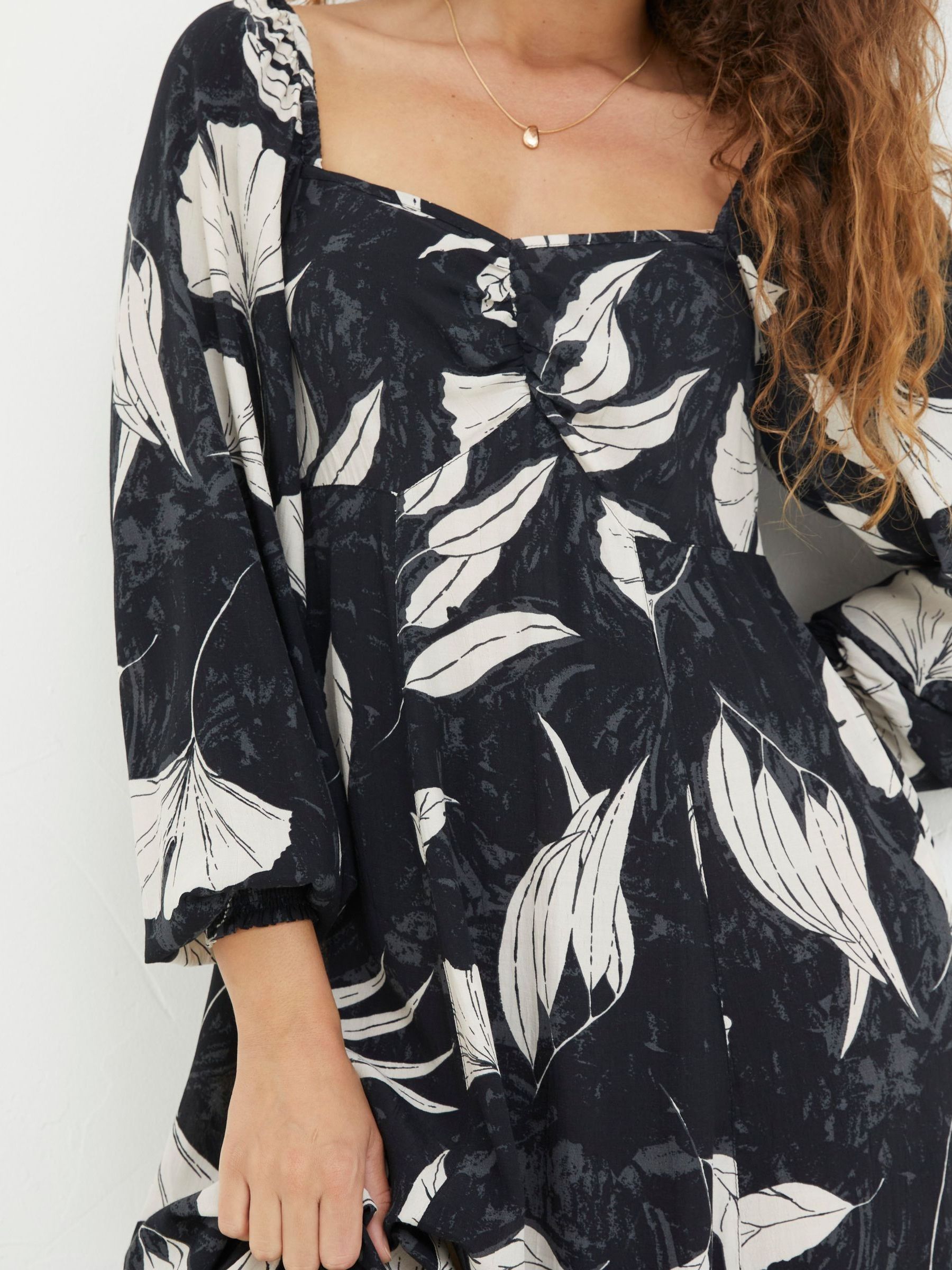 Black Tessa Twilight Leaves Midi Dress - Image 4 of 5