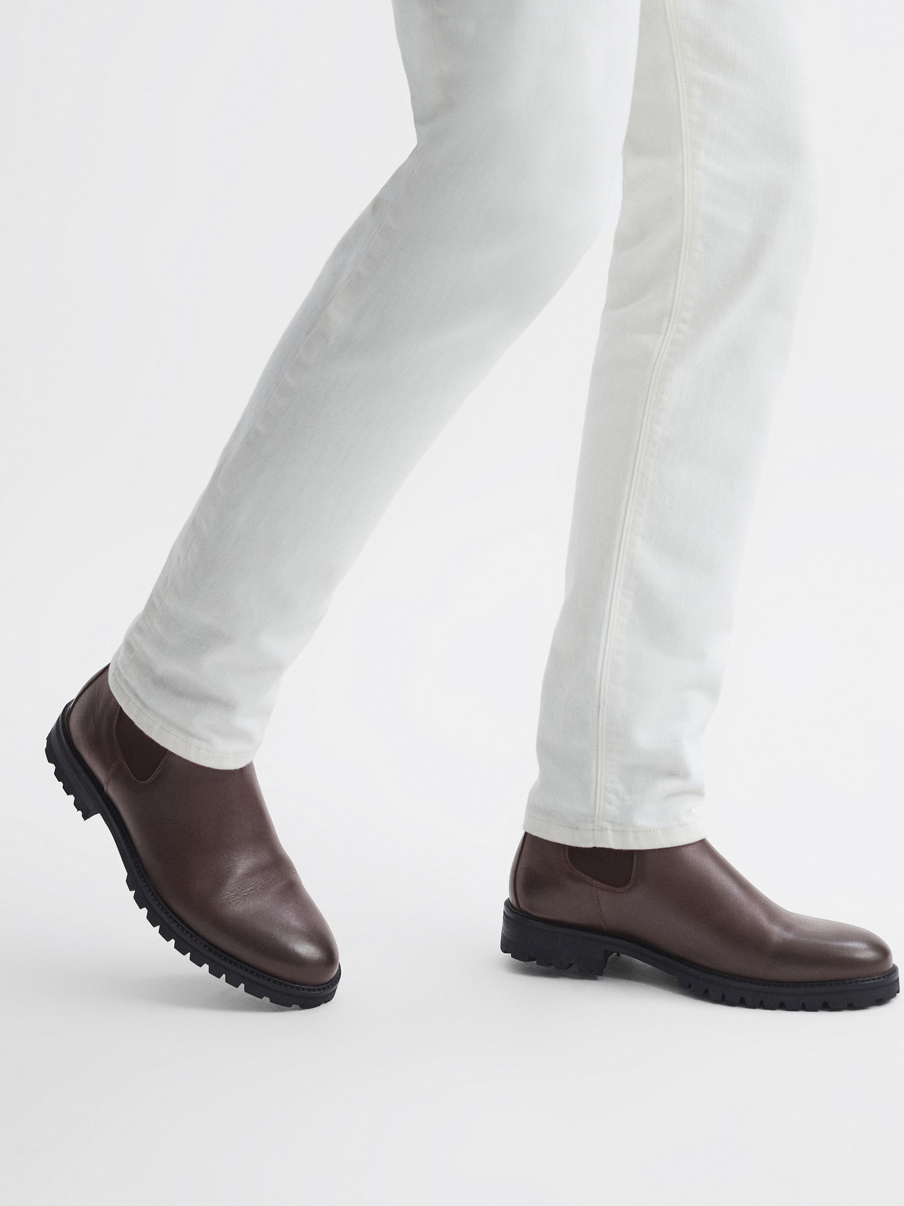 Leather Chelsea Boots in Chocolate - Image 3 of 6