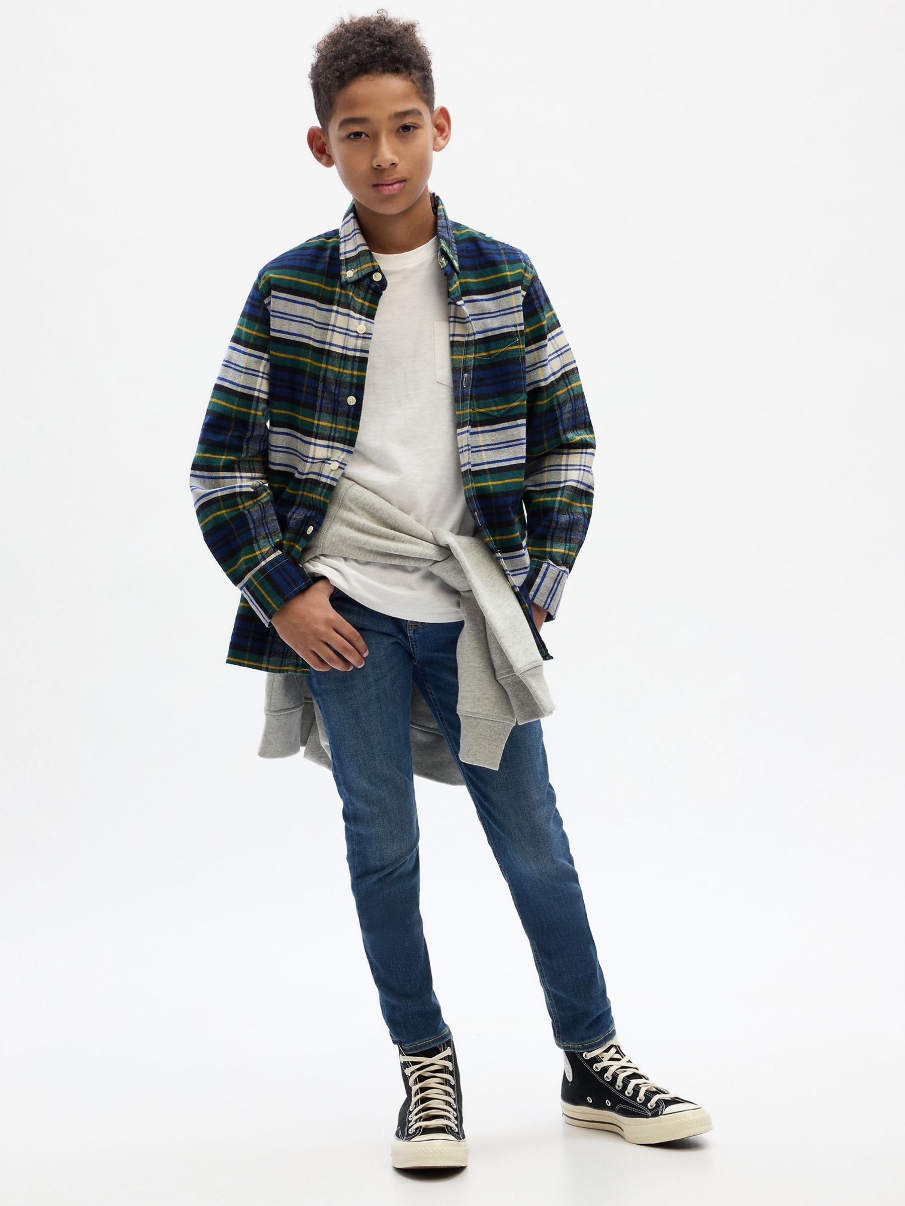 Mid Wash Blue Skinny Fit Stretch Jeans (6-14yrs) - Image 1 of 5