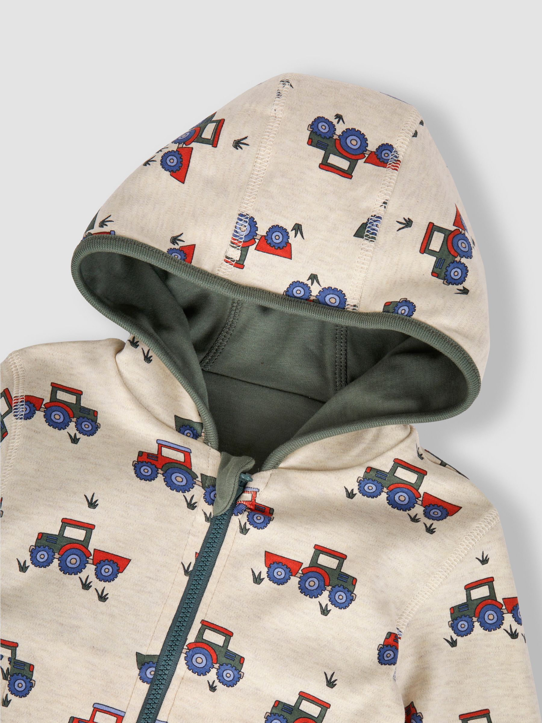 Khaki Green Tractor Appliqué Reversible Hoodie - Image 6 of 7