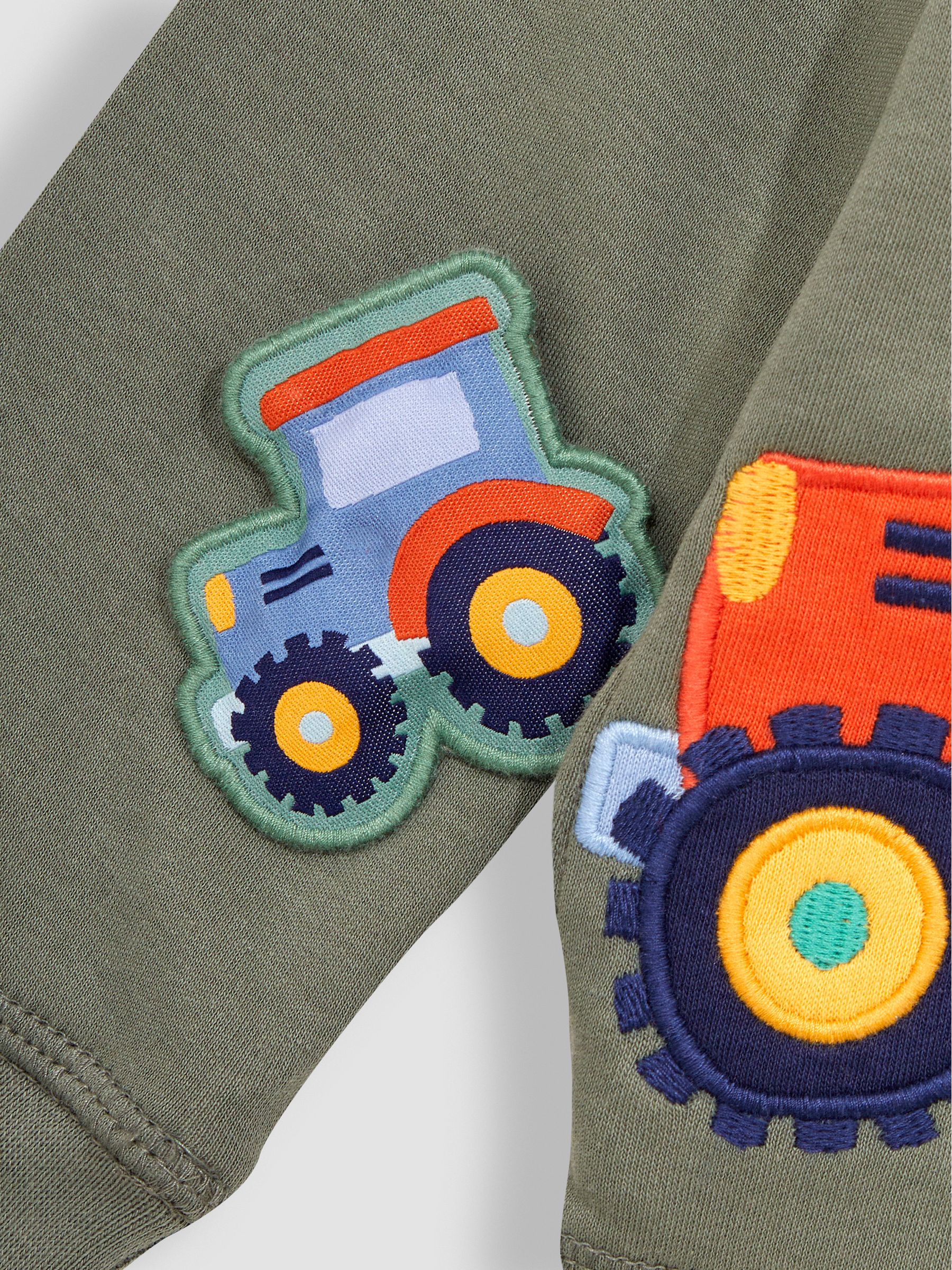 Khaki Green Tractor Appliqué Reversible Hoodie - Image 7 of 7