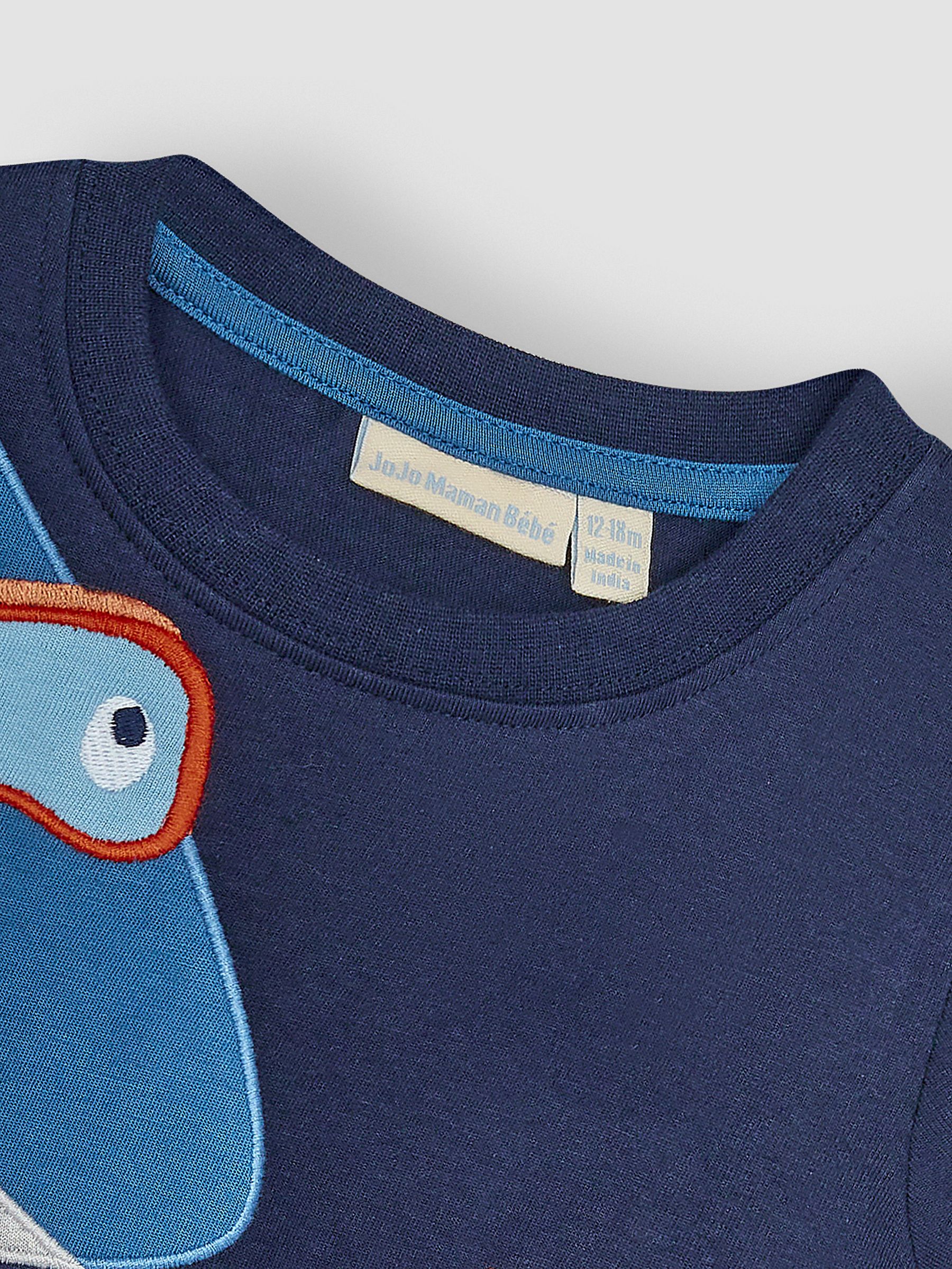 Navy Blue Shark Novelty Appliqué T-Shirt - Image 2 of 3