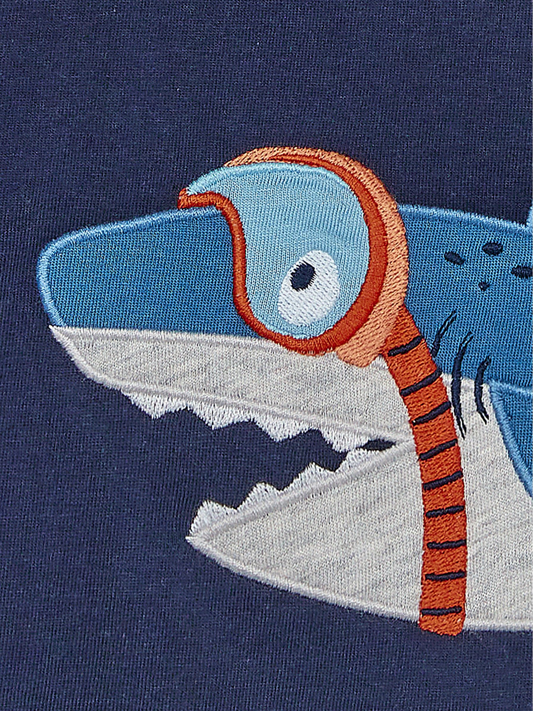 Navy Blue Shark Novelty Appliqué T-Shirt - Image 3 of 3