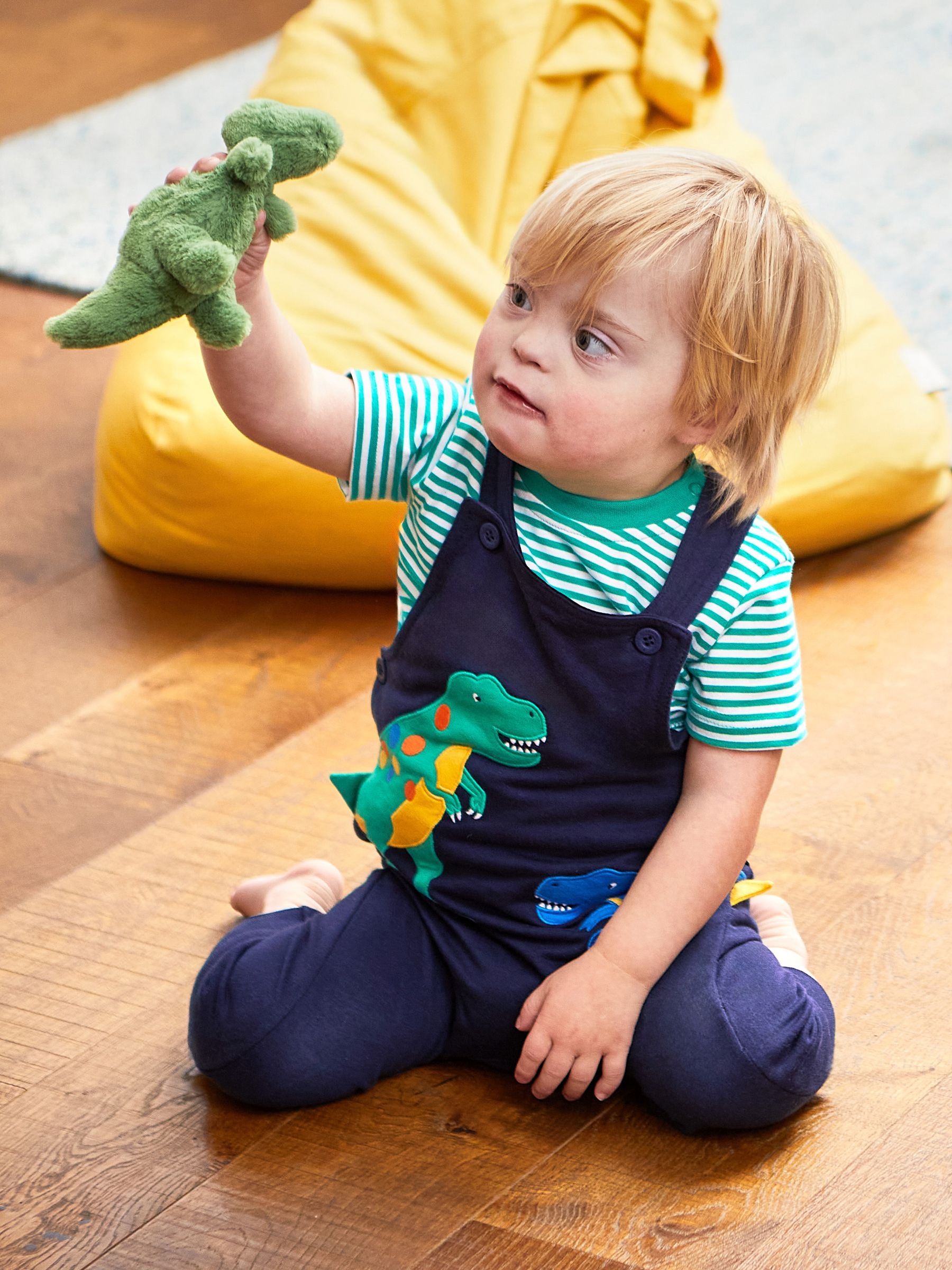 Navy Blue TRex Appliqué Trouser Dungarees & T-Shirt Set - Image 2 of 8