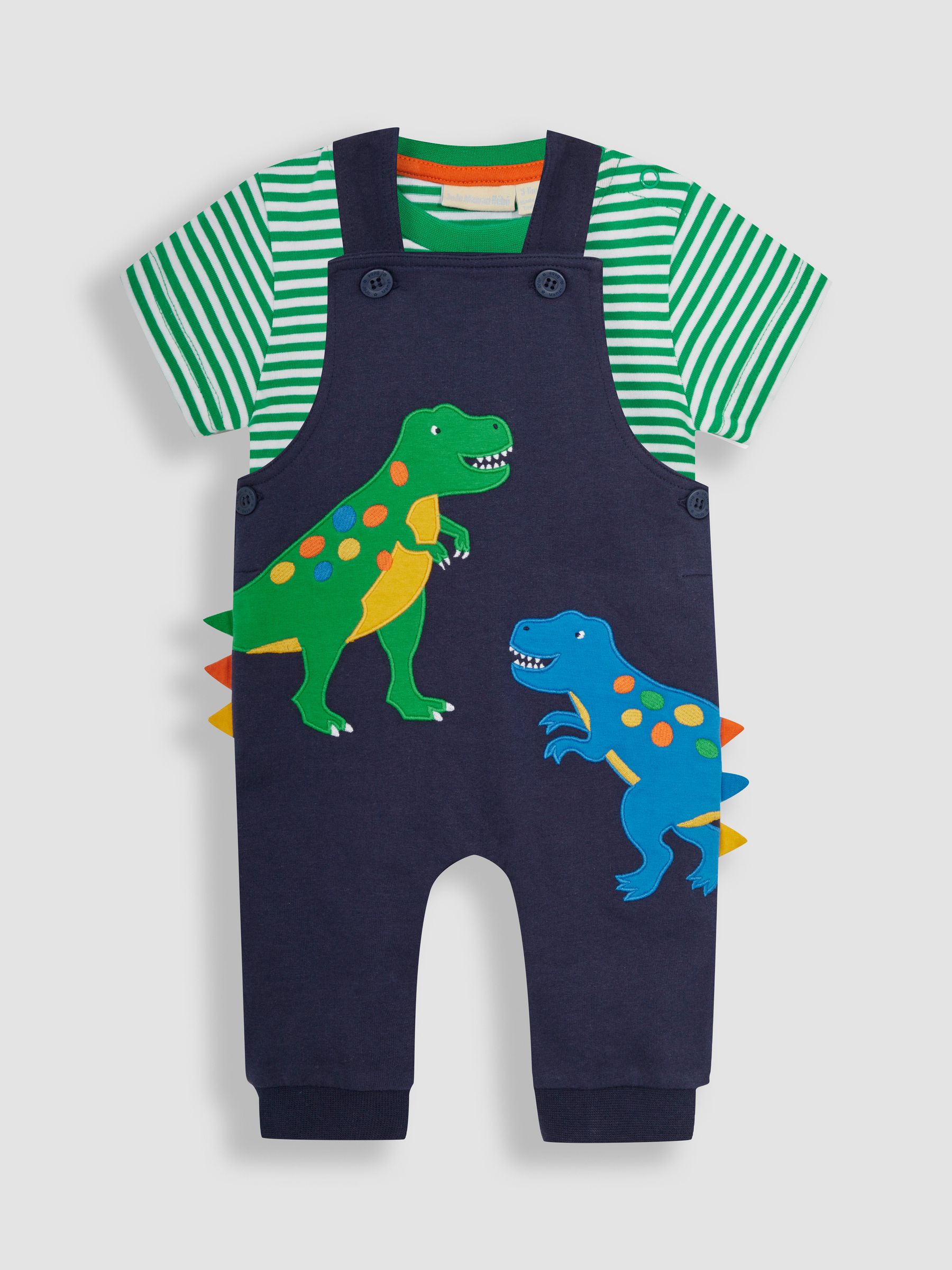 Navy Blue TRex Appliqué Trouser Dungarees & T-Shirt Set - Image 3 of 8