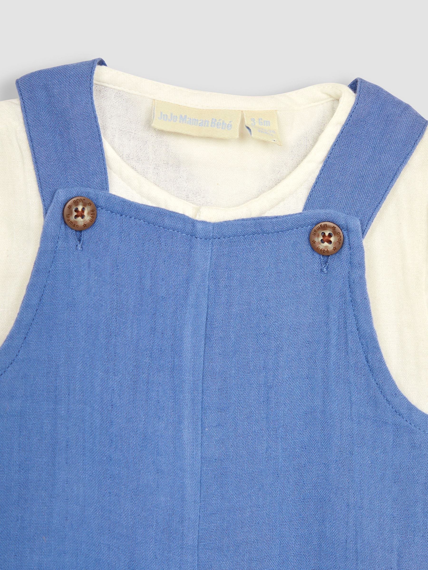 Denim 2-Piece Cheesecloth Dungarees & Shirt Bodysuit Set - Image 5 of 5