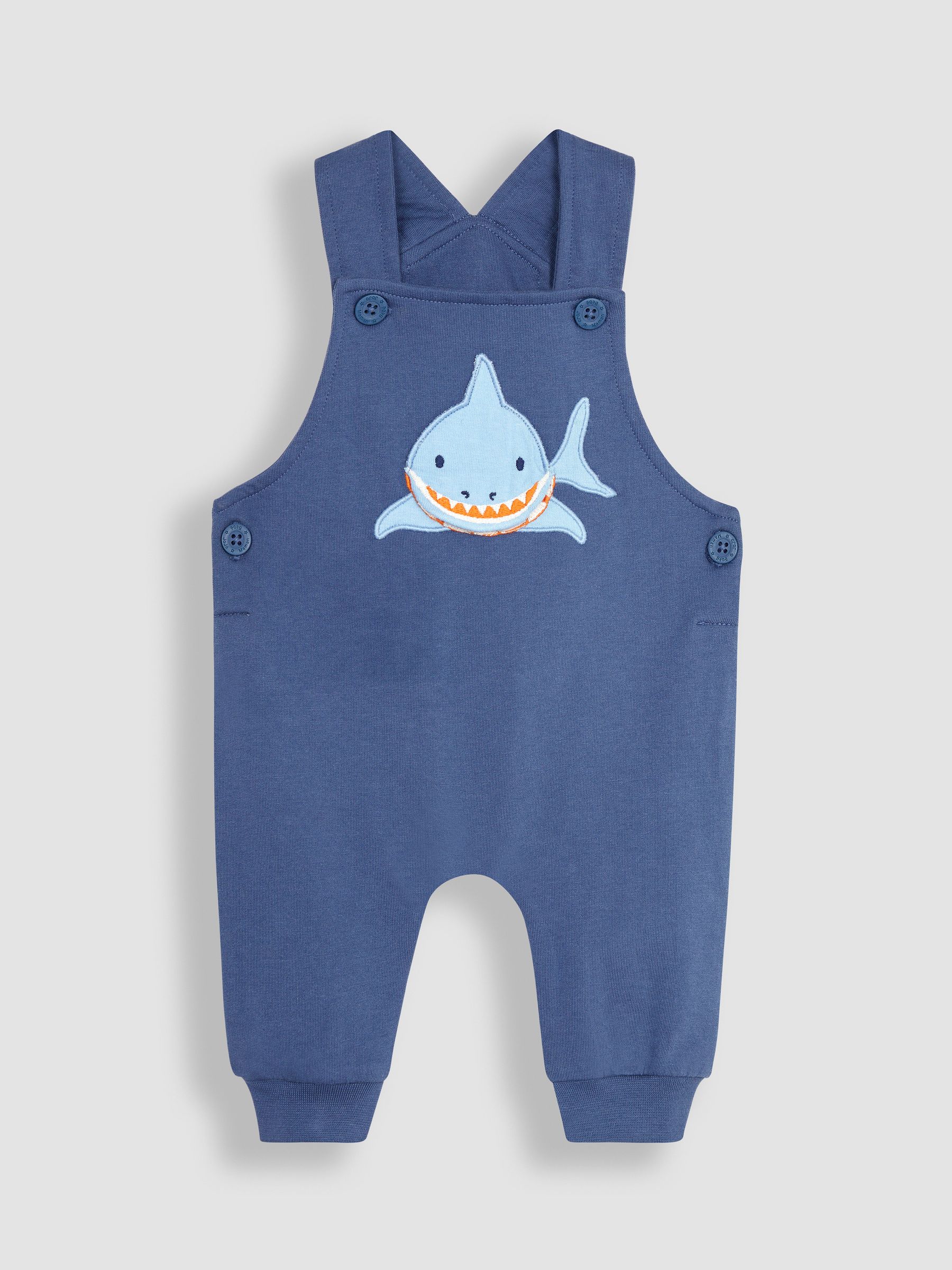 Navy Blue Shark Appliqué Trouser Dungarees & T-Shirt Set - Image 3 of 7