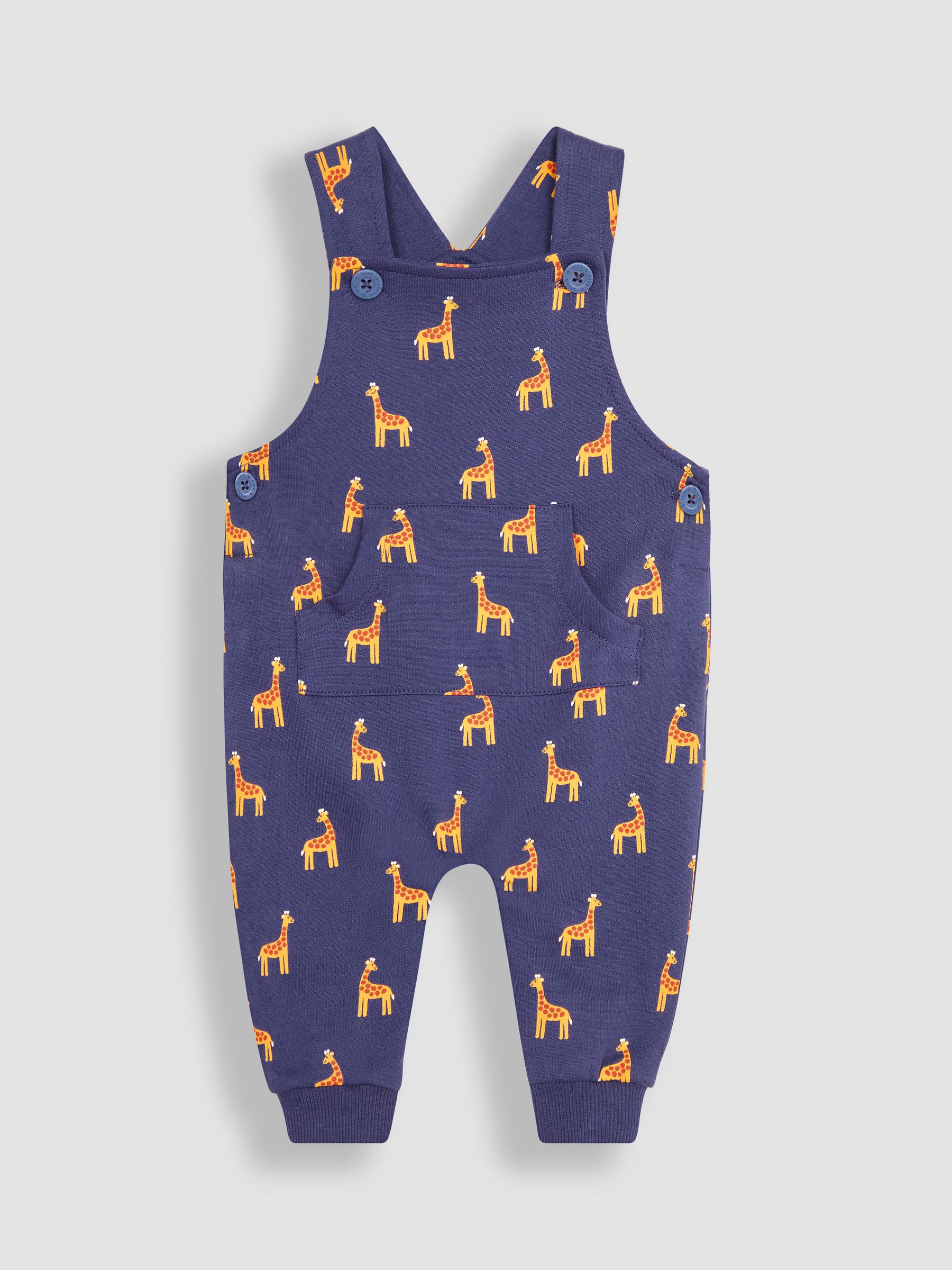 Navy 2-Piece Giraffe Dungarees & Stripe T-Shirt Set - Image 3 of 5