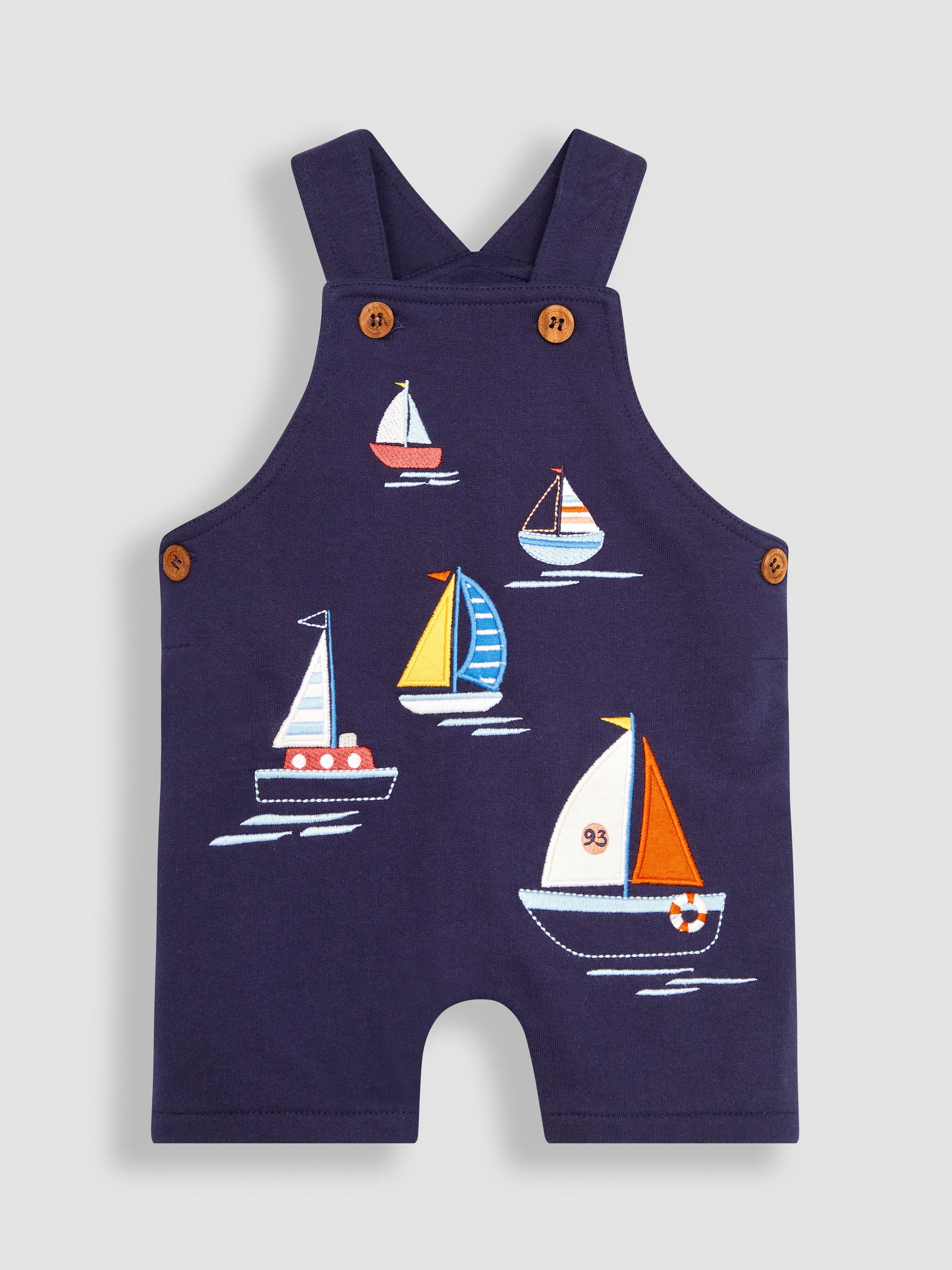 Navy Blue Boat Appliqué Short Dungarees & T-Shirt Set - Image 3 of 6