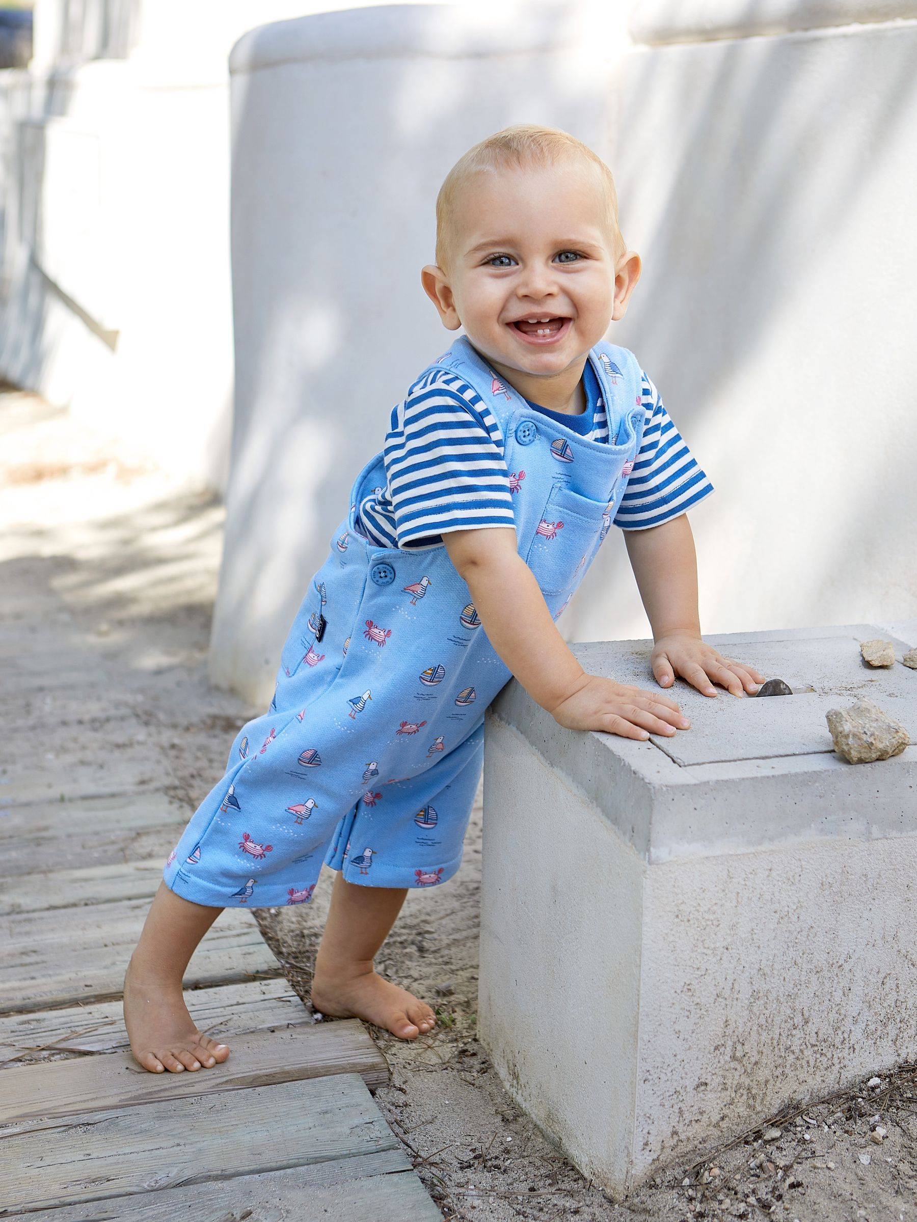 Blue Nautical Dungarees & T-Shirt 2-Piece Set - Image 1 of 6
