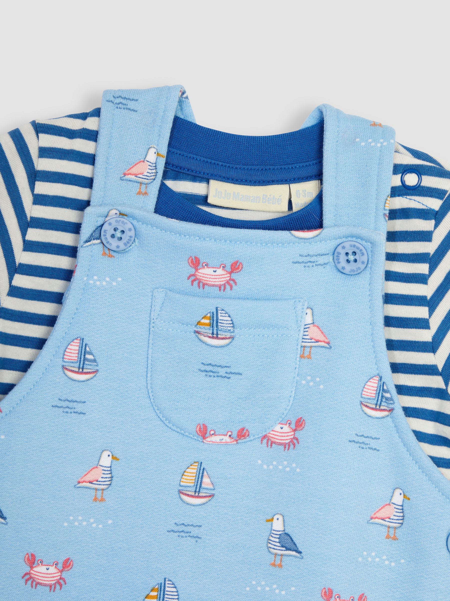 Blue Nautical Dungarees & T-Shirt 2-Piece Set - Image 6 of 6