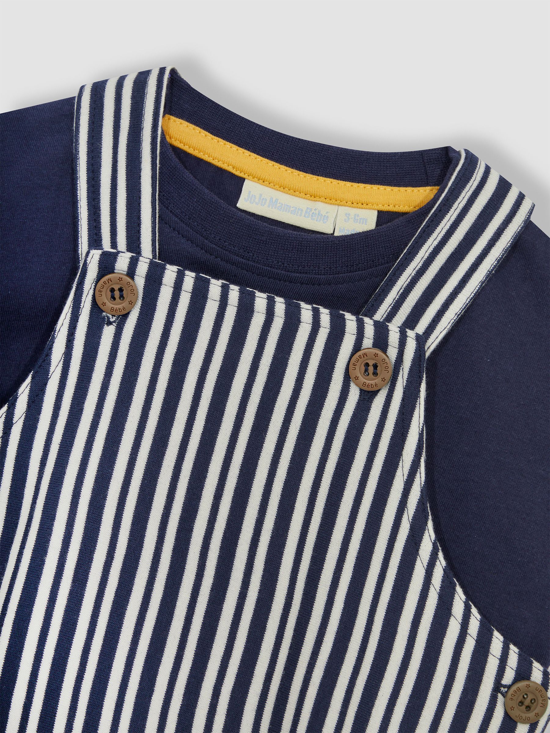 Navy Blue Stripe Dungarees & T-Shirt 2-Piece Set - Image 5 of 6
