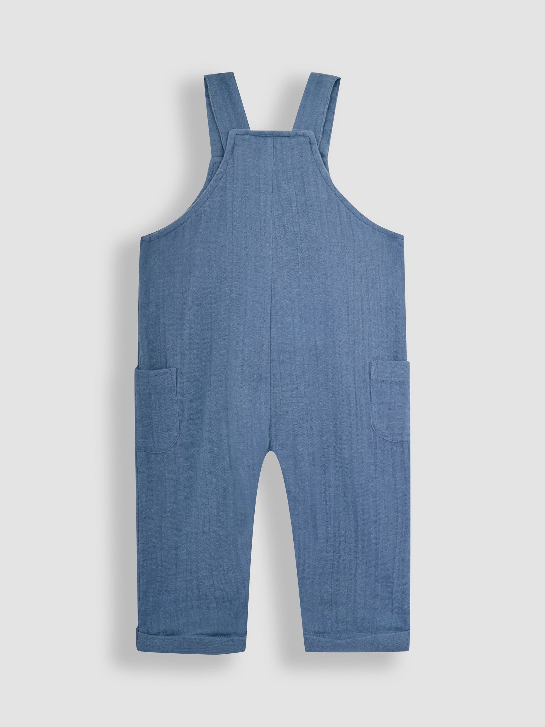 Denim Blue Cheesecloth Button Front Dungarees - Image 2 of 3