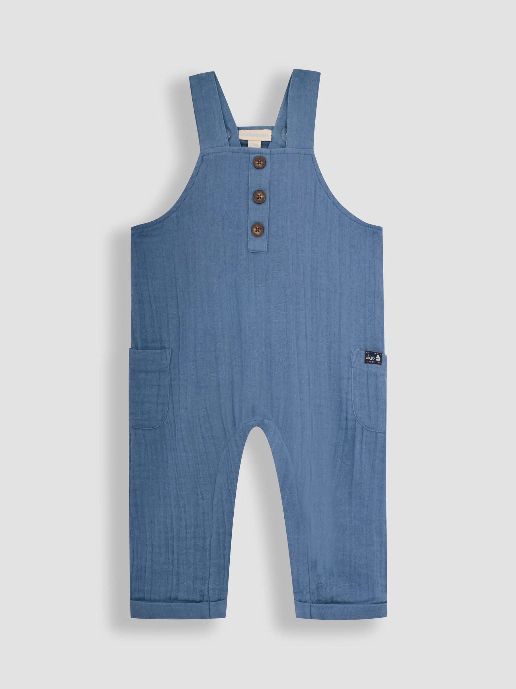 Denim Blue Cheesecloth Button Front Dungarees - Image 3 of 3
