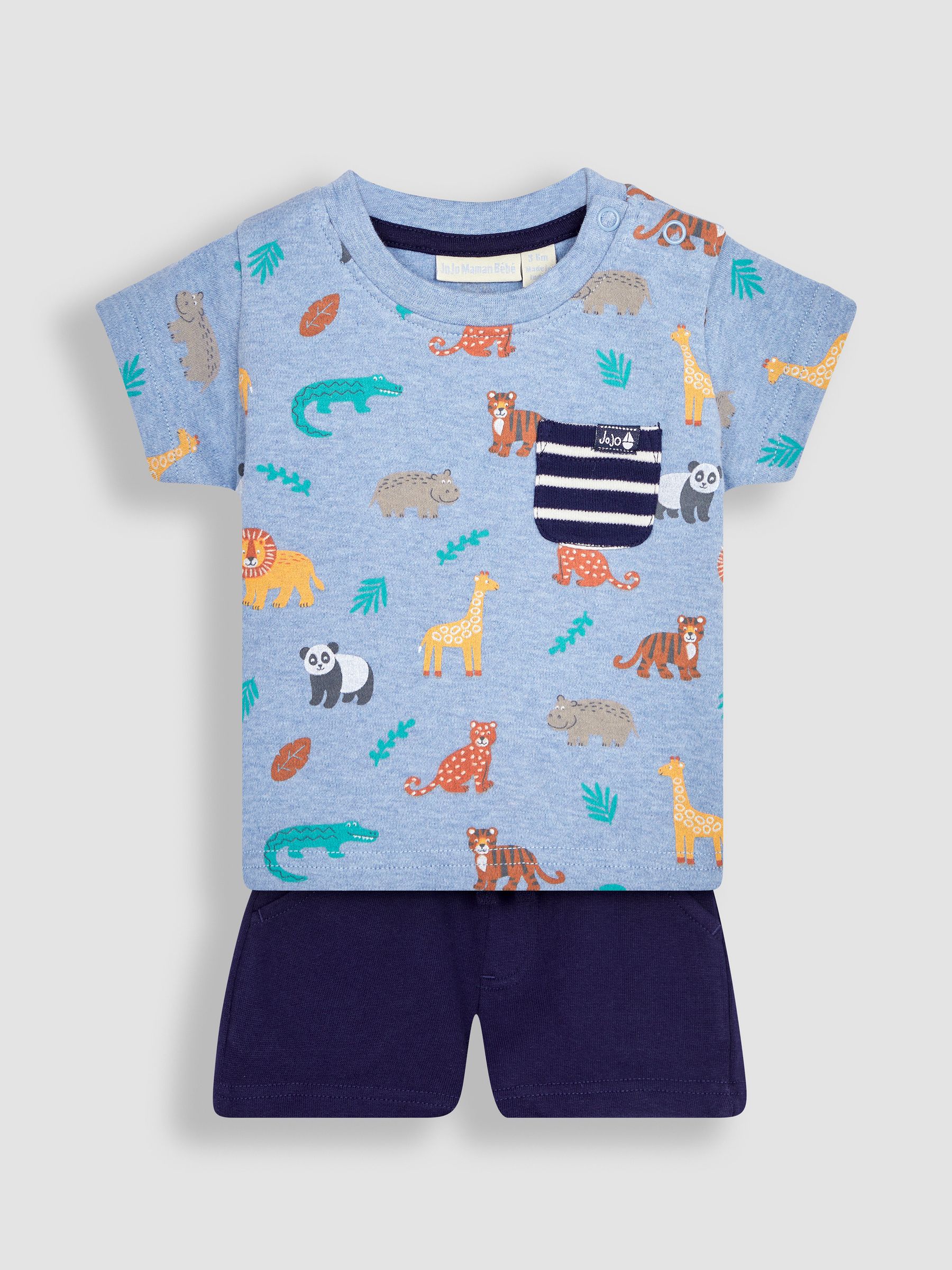 Blue Safari Printed T-Shirt & Shorts Set - Image 1 of 4