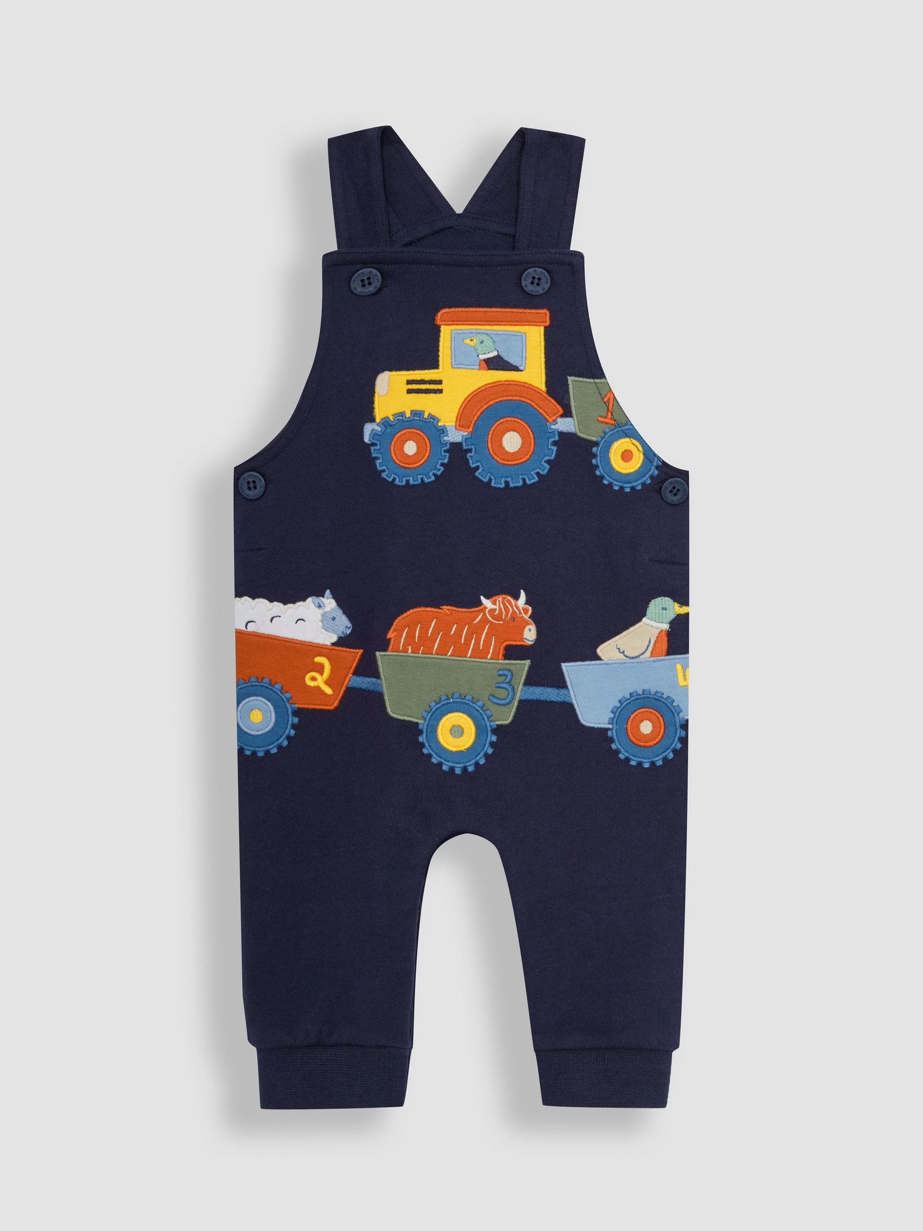 Navy Blue Tractor Appliqué Trouser Dungarees & T-Shirt Set - Image 4 of 7