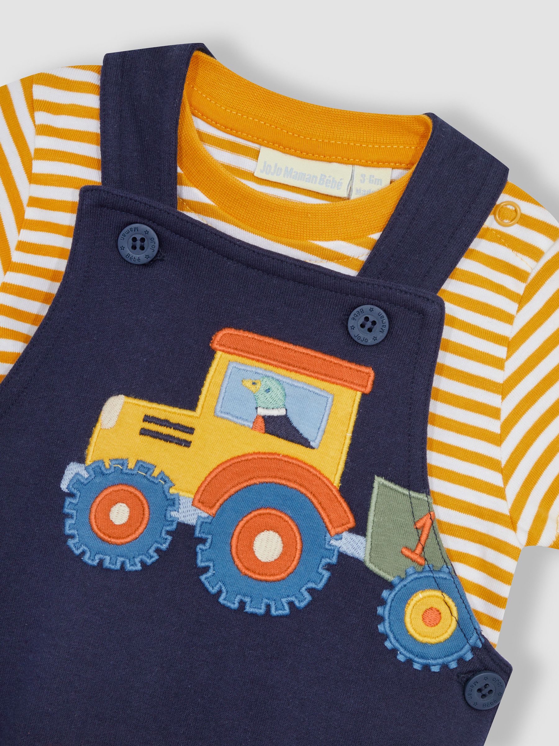 Navy Blue Tractor Appliqué Trouser Dungarees & T-Shirt Set - Image 7 of 7