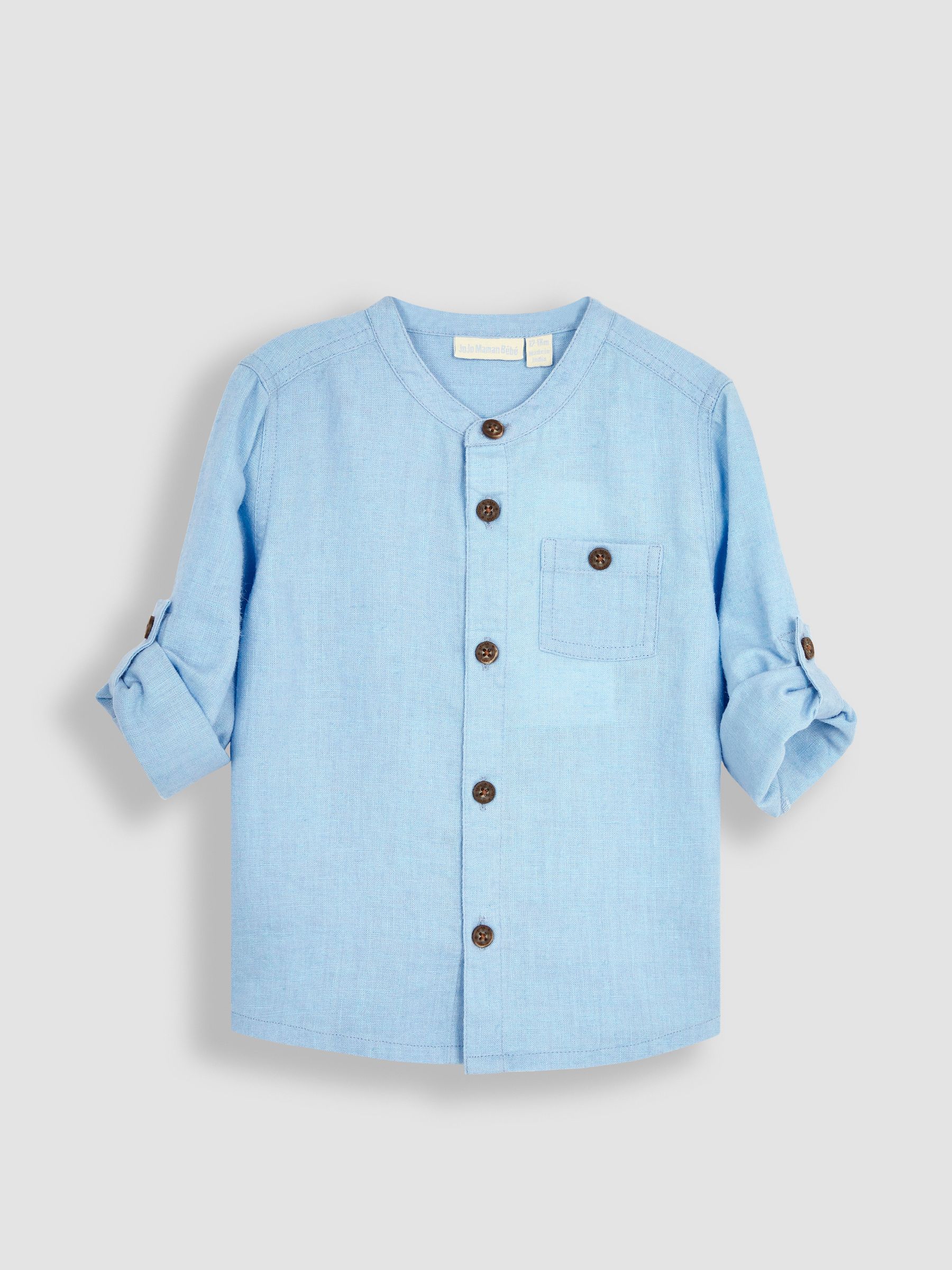 Blue Cotton Linen Summer Long Sleeve Shirt - Image 2 of 3