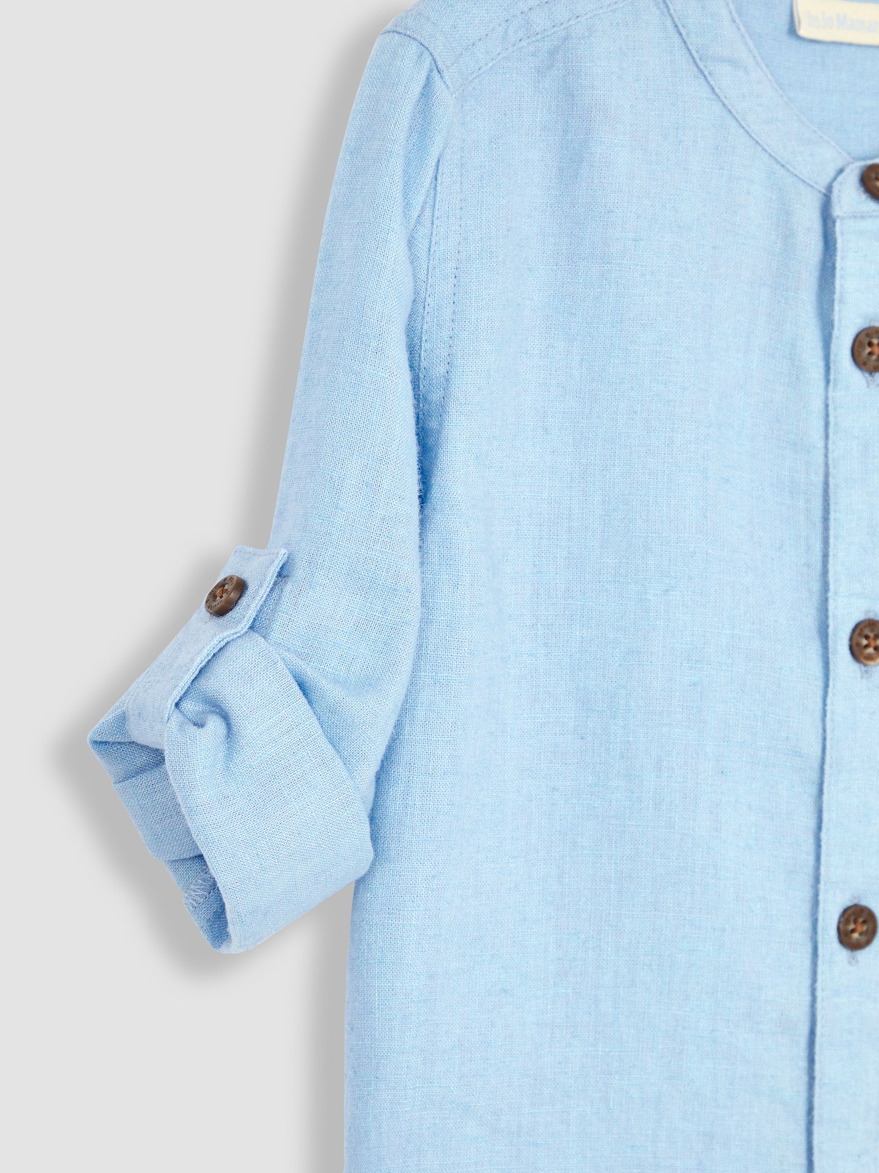 Blue Cotton Linen Summer Long Sleeve Shirt - Image 3 of 3