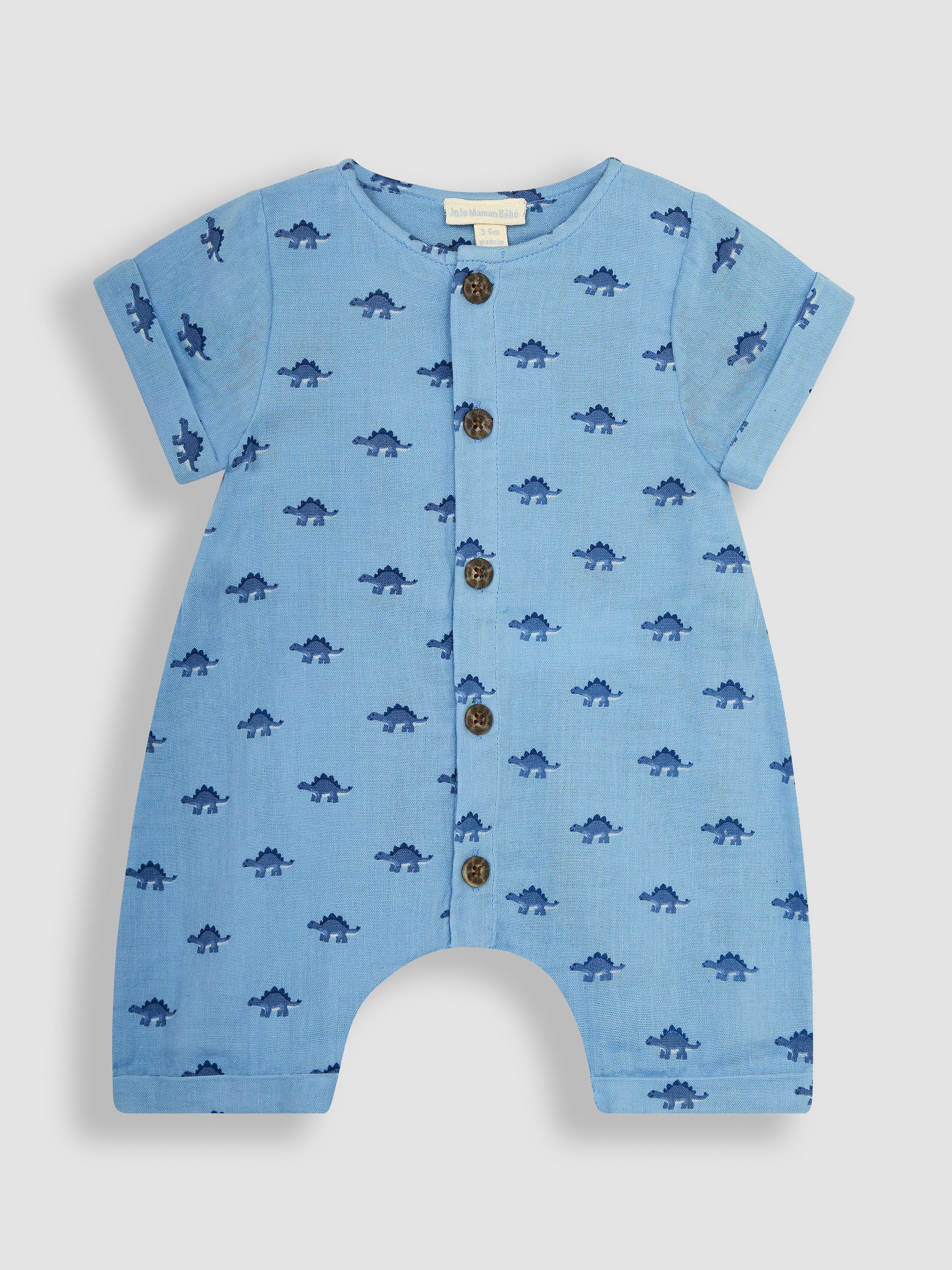 Dinosaur Cheesecloth Button Front Romper in Denim - Image 3 of 5