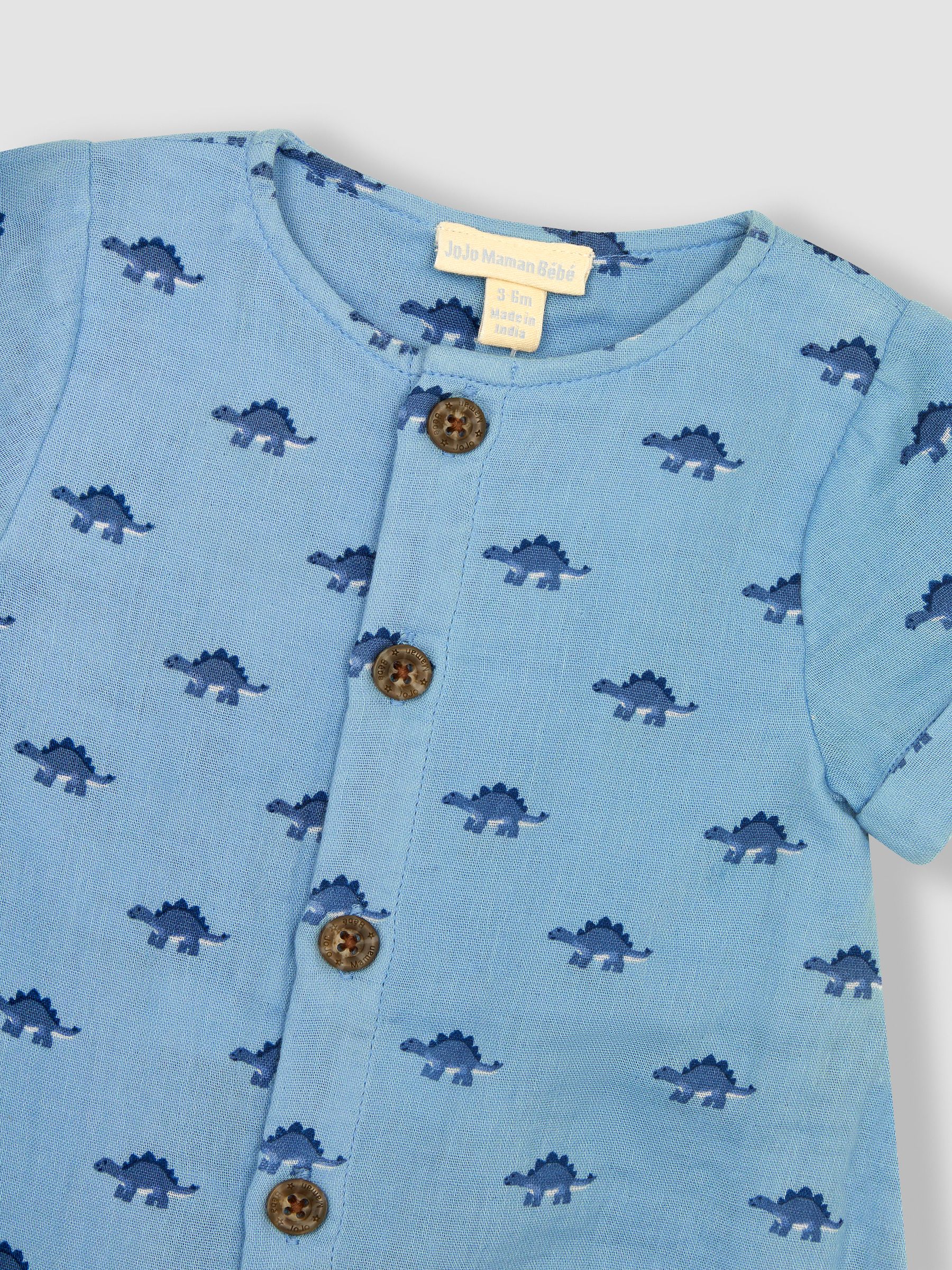 Dinosaur Cheesecloth Button Front Romper in Denim - Image 5 of 5