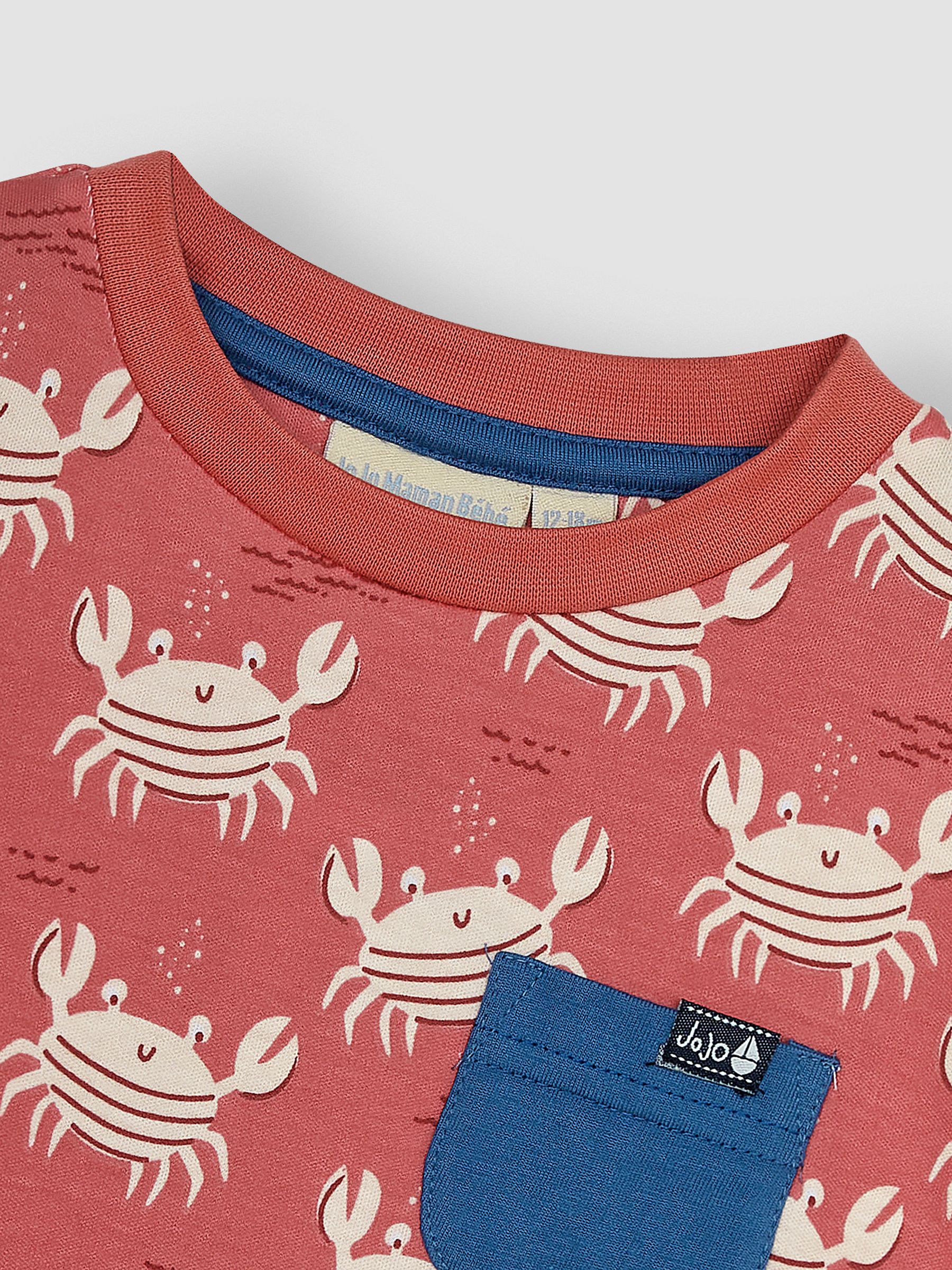 Orange Nautical Crabs Contrast Pocket T-Shirt - Image 2 of 6