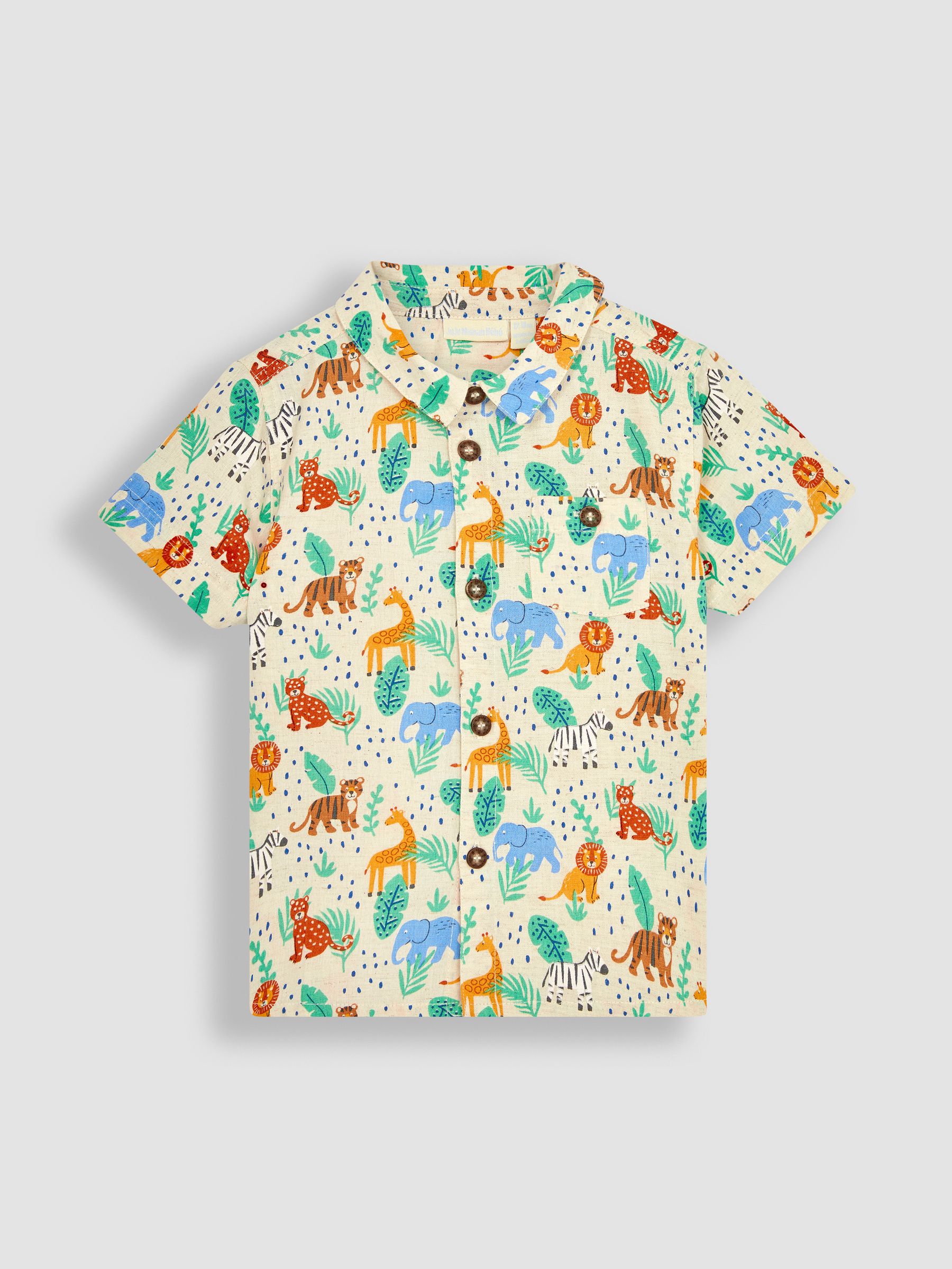 Natural Safari Animals Printed Short Sleeve Shirt - Image 1 of 3