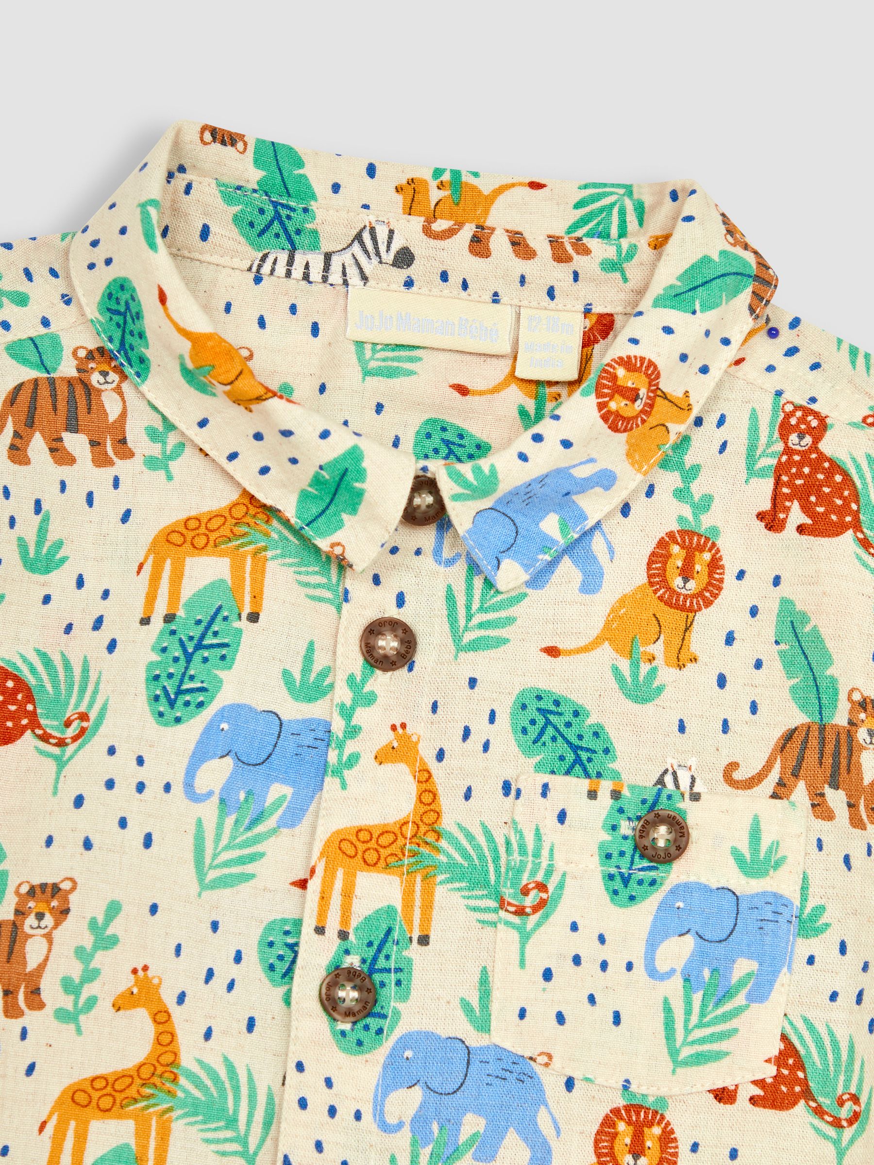 Natural Safari Animals Printed Short Sleeve Shirt - Image 2 of 3
