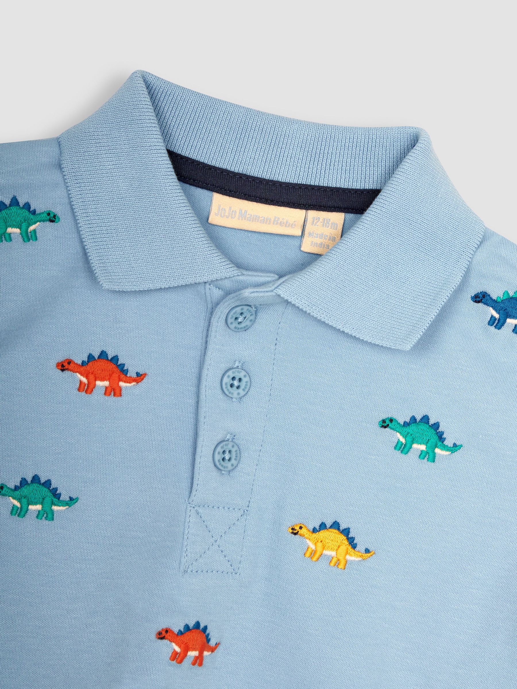 Blue Dino Embroidered Polo Shirt - Image 2 of 3