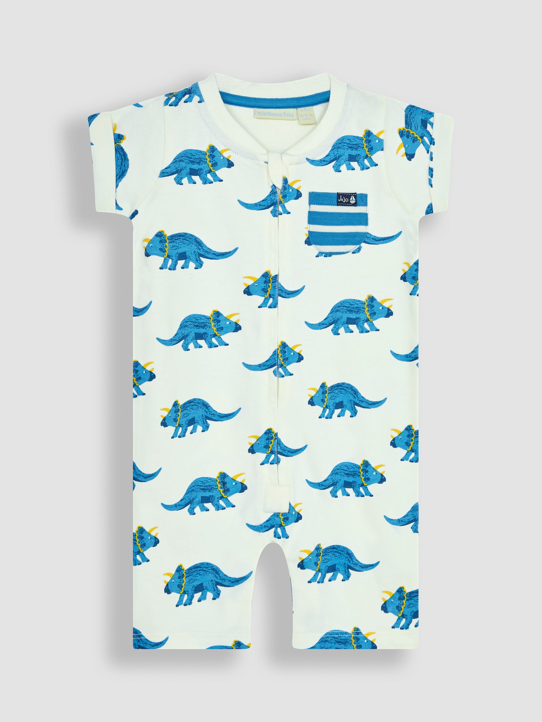 Cobalt Blue Triceratops & Stripe 2-Pack Rompers - Image 2 of 6