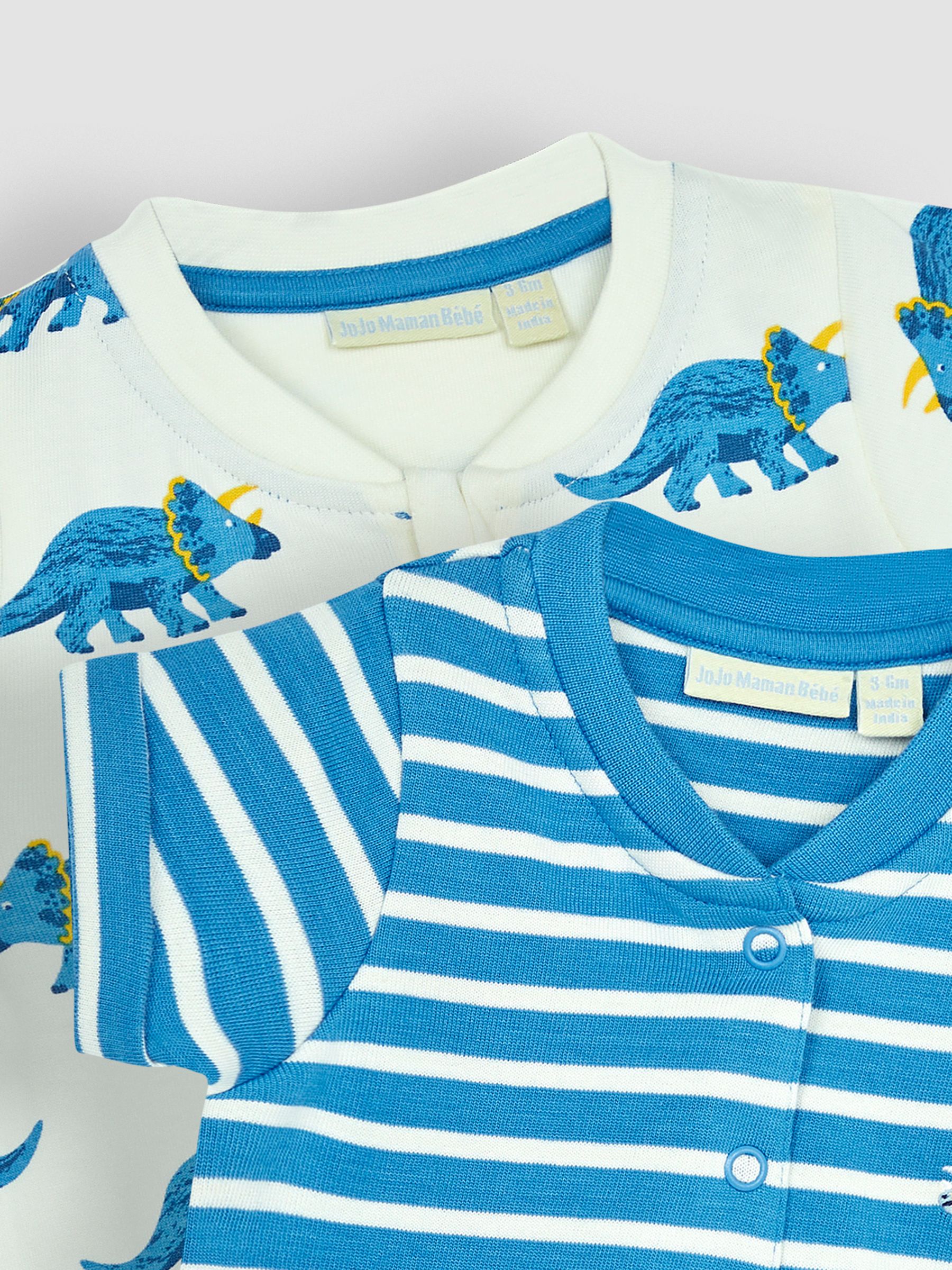Cobalt Blue Triceratops & Stripe 2-Pack Rompers - Image 6 of 6