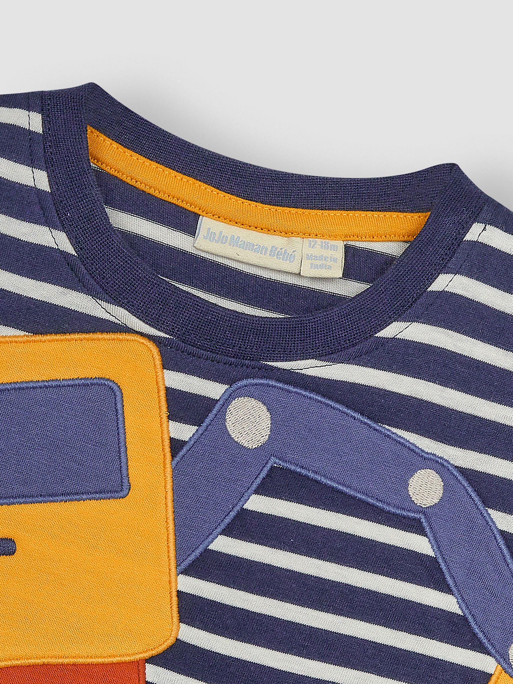 Navy Ecru Stripe Digger Novelty Appliqué T-Shirt - Image 2 of 3