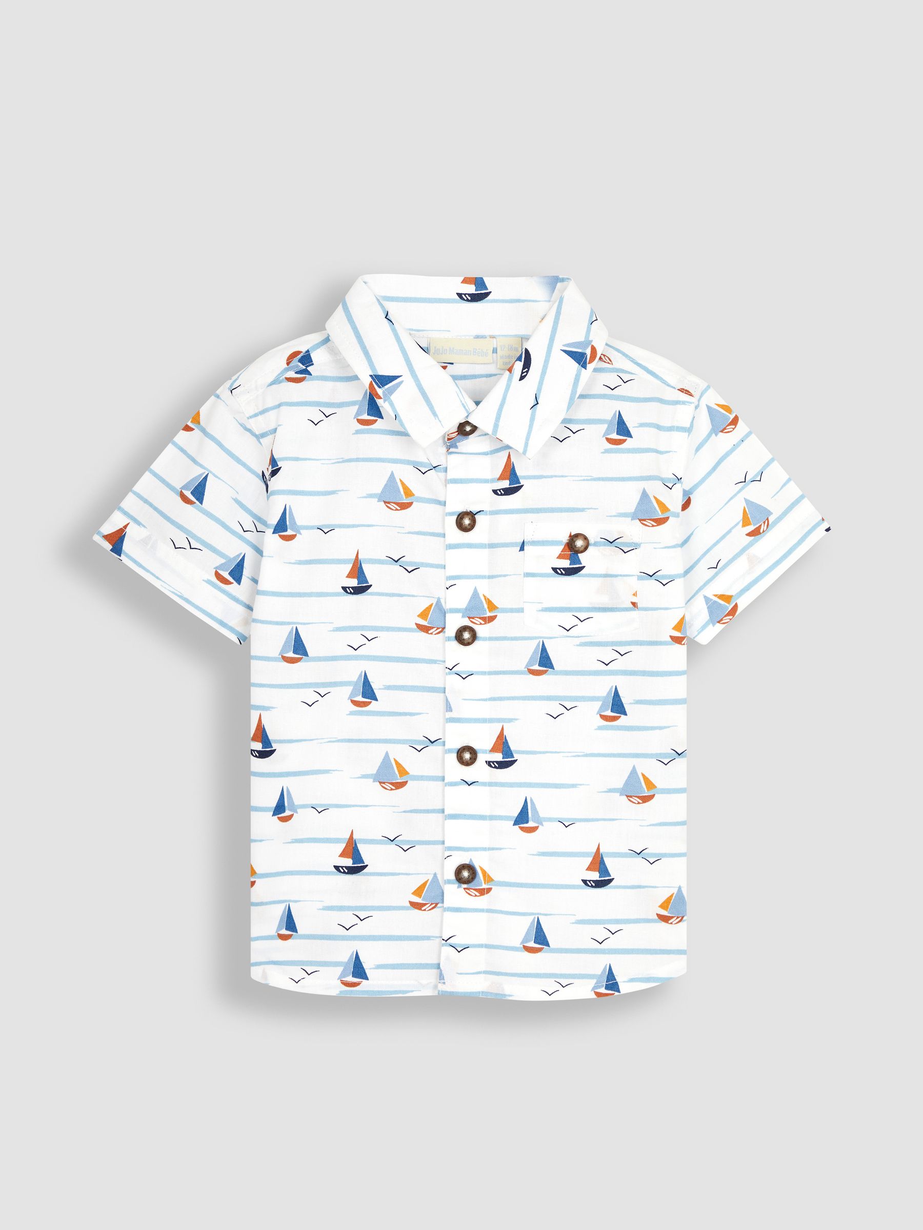 White Boat Printed Short Sleeve Shirt - Image 2 of 4