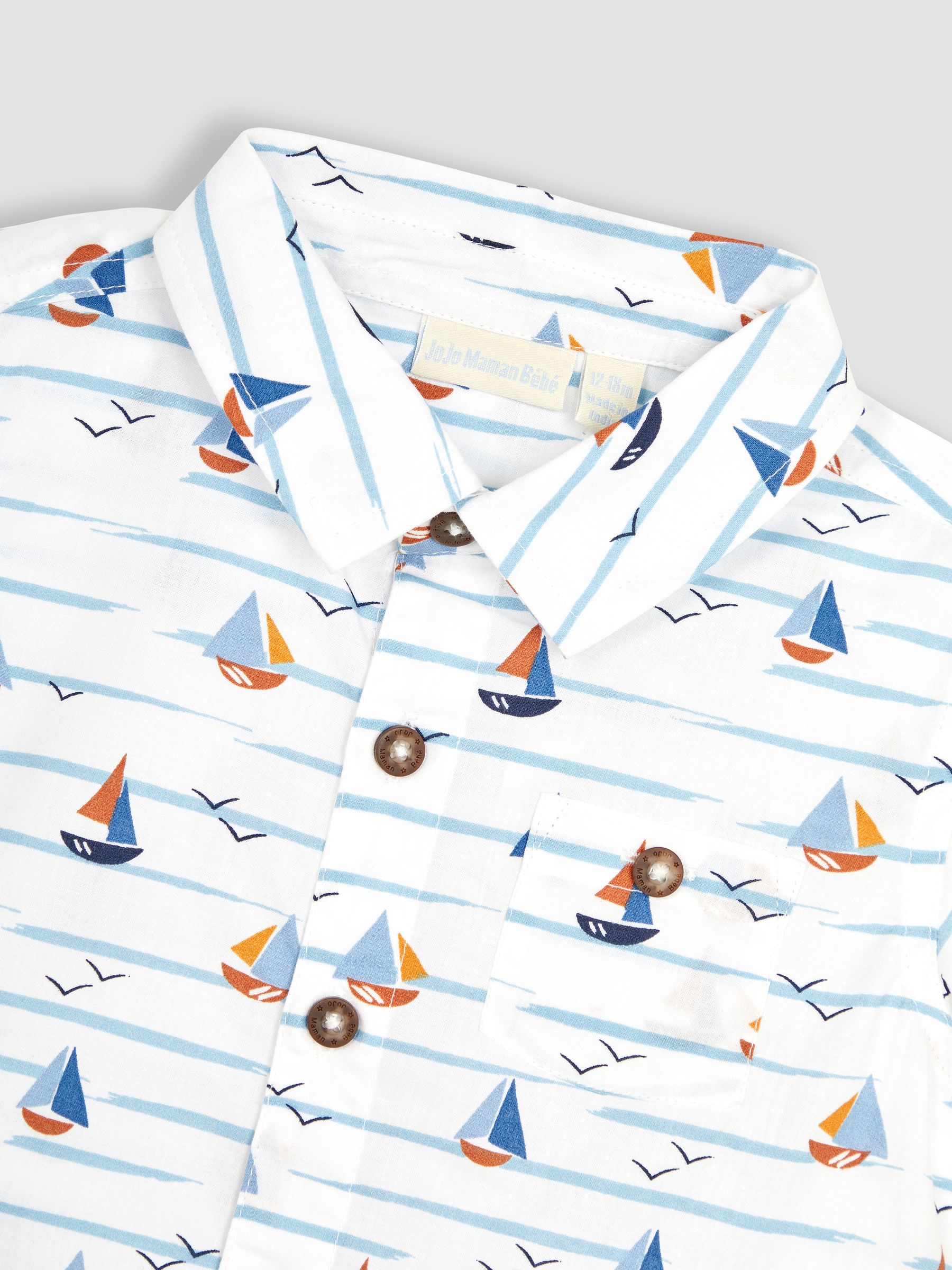White Boat Printed Short Sleeve Shirt - Image 3 of 4