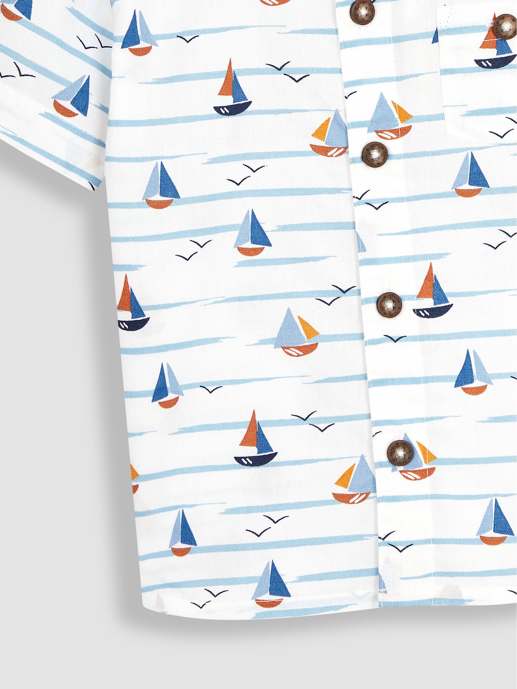White Boat Printed Short Sleeve Shirt - Image 4 of 4