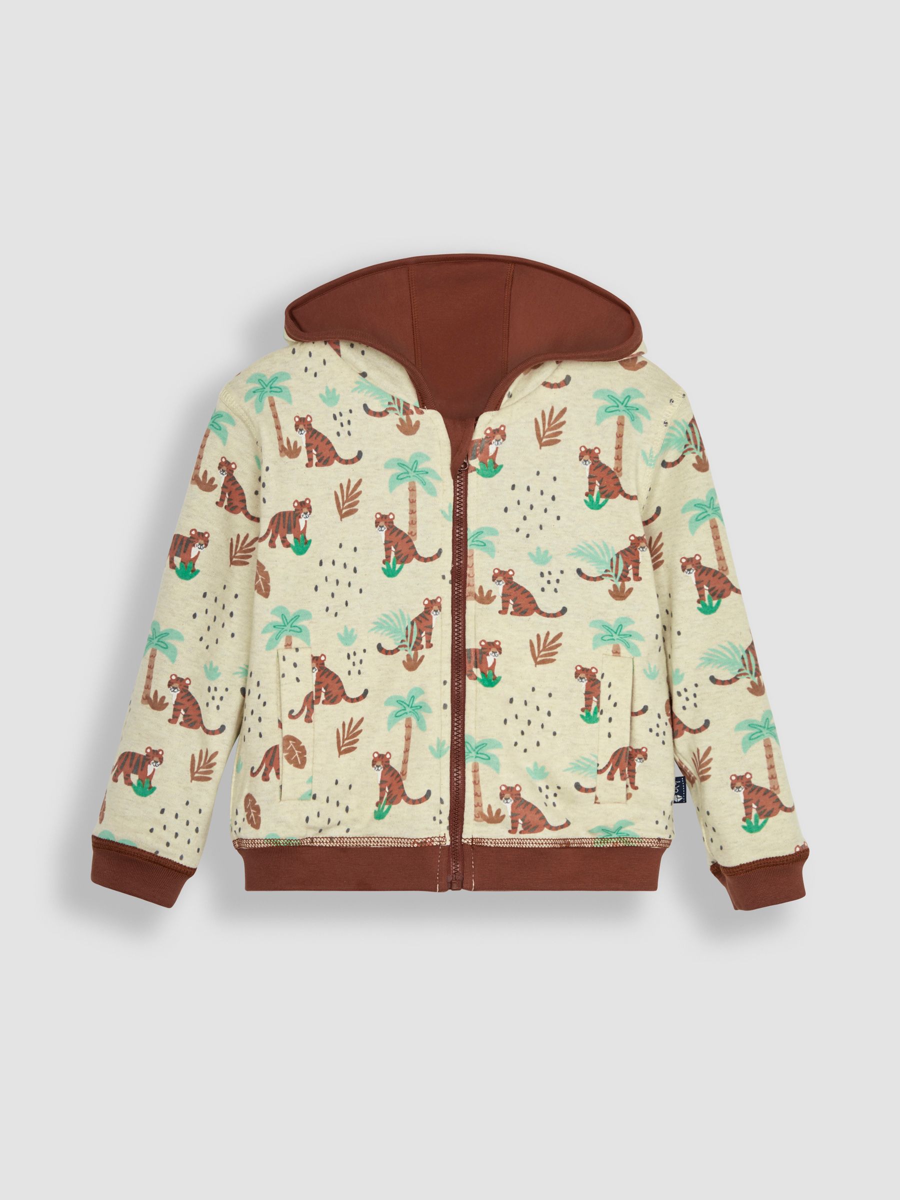 Brown Safari Animals Appliqué Reversible Hoodie - Image 2 of 6