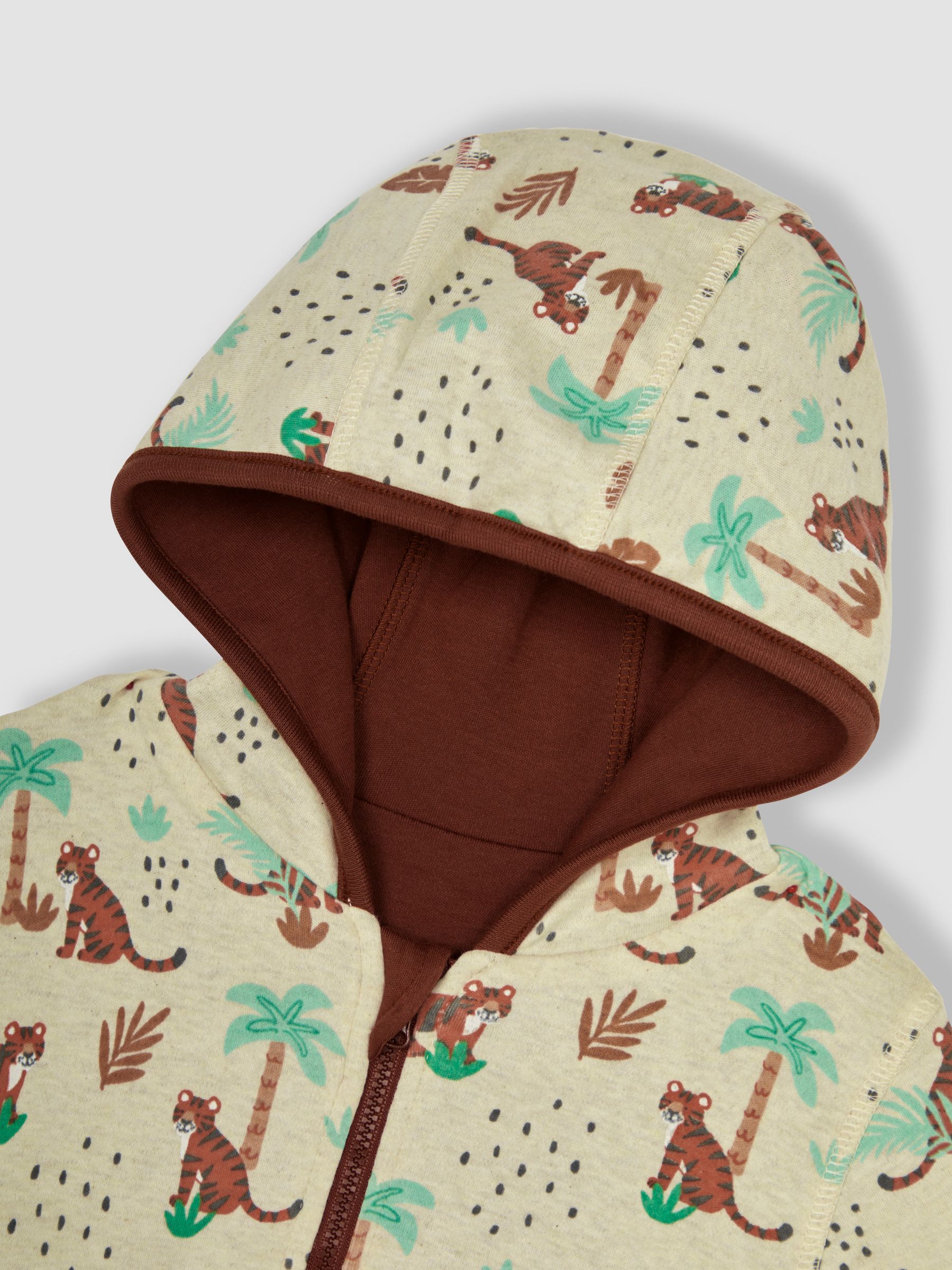 Brown Safari Animals Appliqué Reversible Hoodie - Image 4 of 6