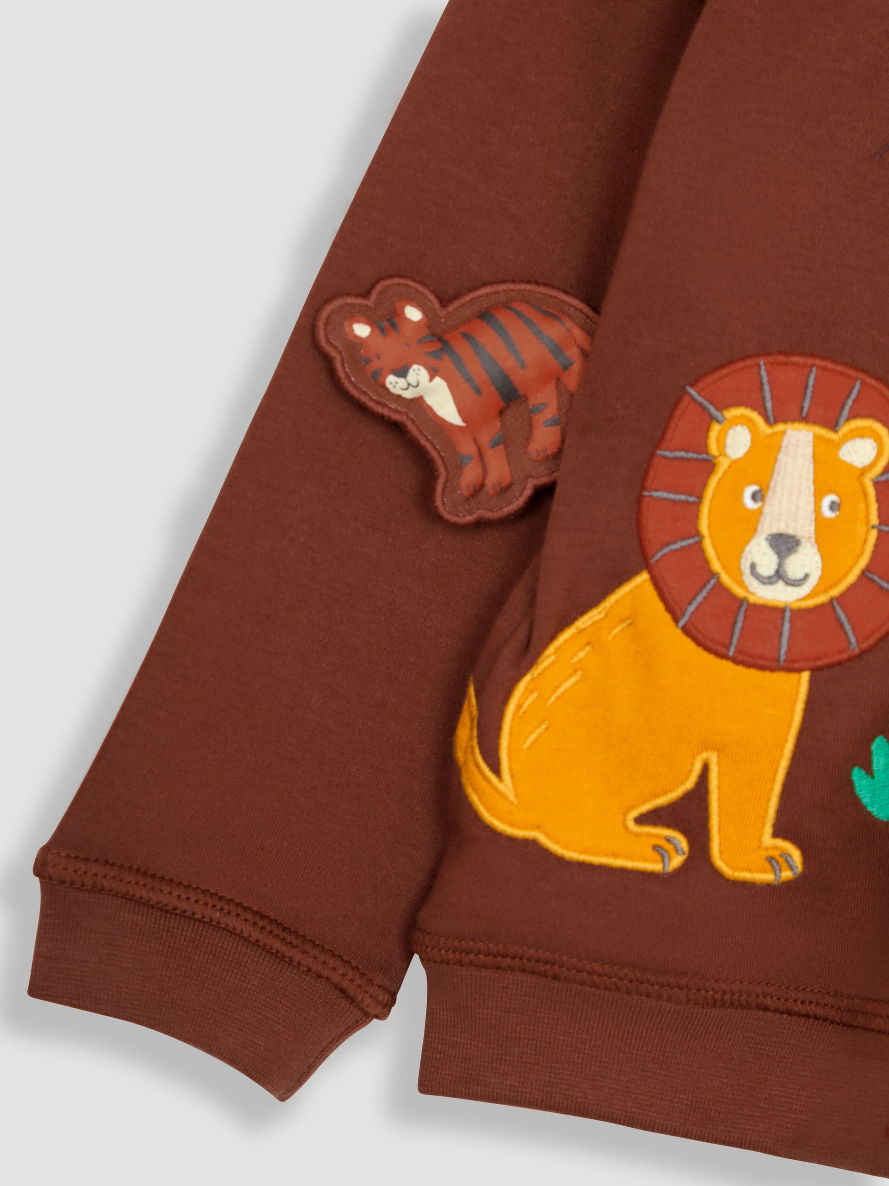Brown Safari Animals Appliqué Reversible Hoodie - Image 6 of 6