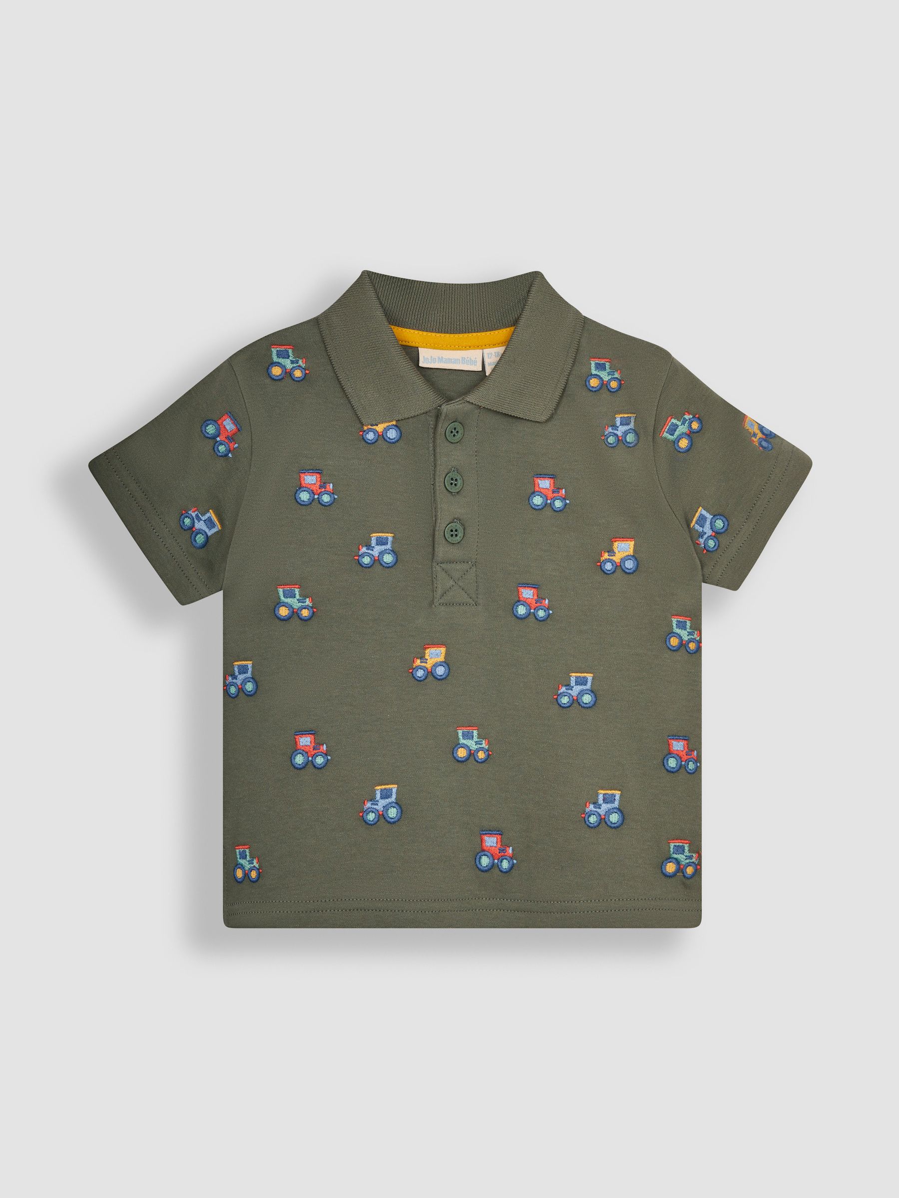 Khaki Green Embroidered Short Sleeve Embroidered Polo Shirt - Image 1 of 4