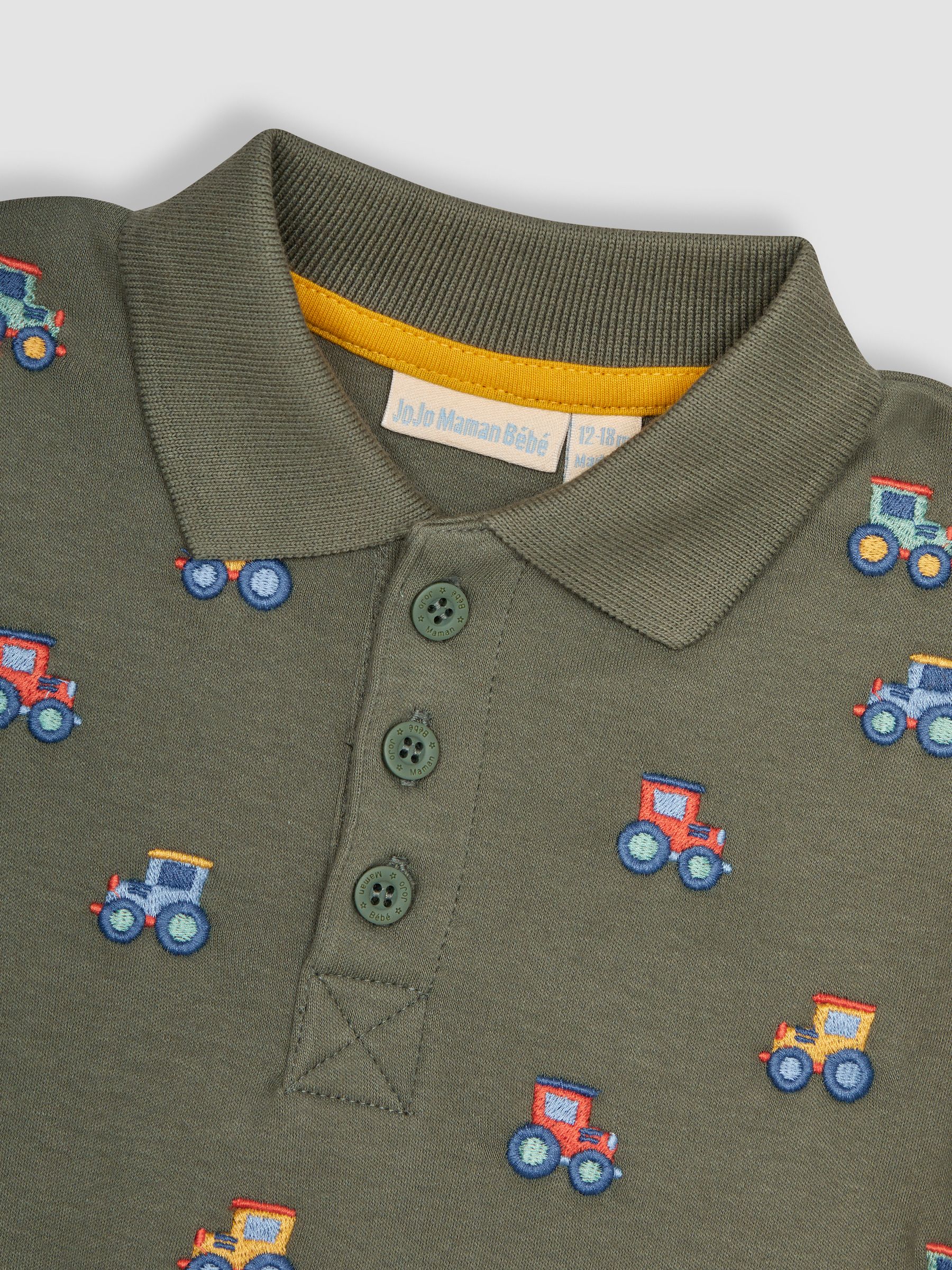 Khaki Green Embroidered Short Sleeve Embroidered Polo Shirt - Image 2 of 4