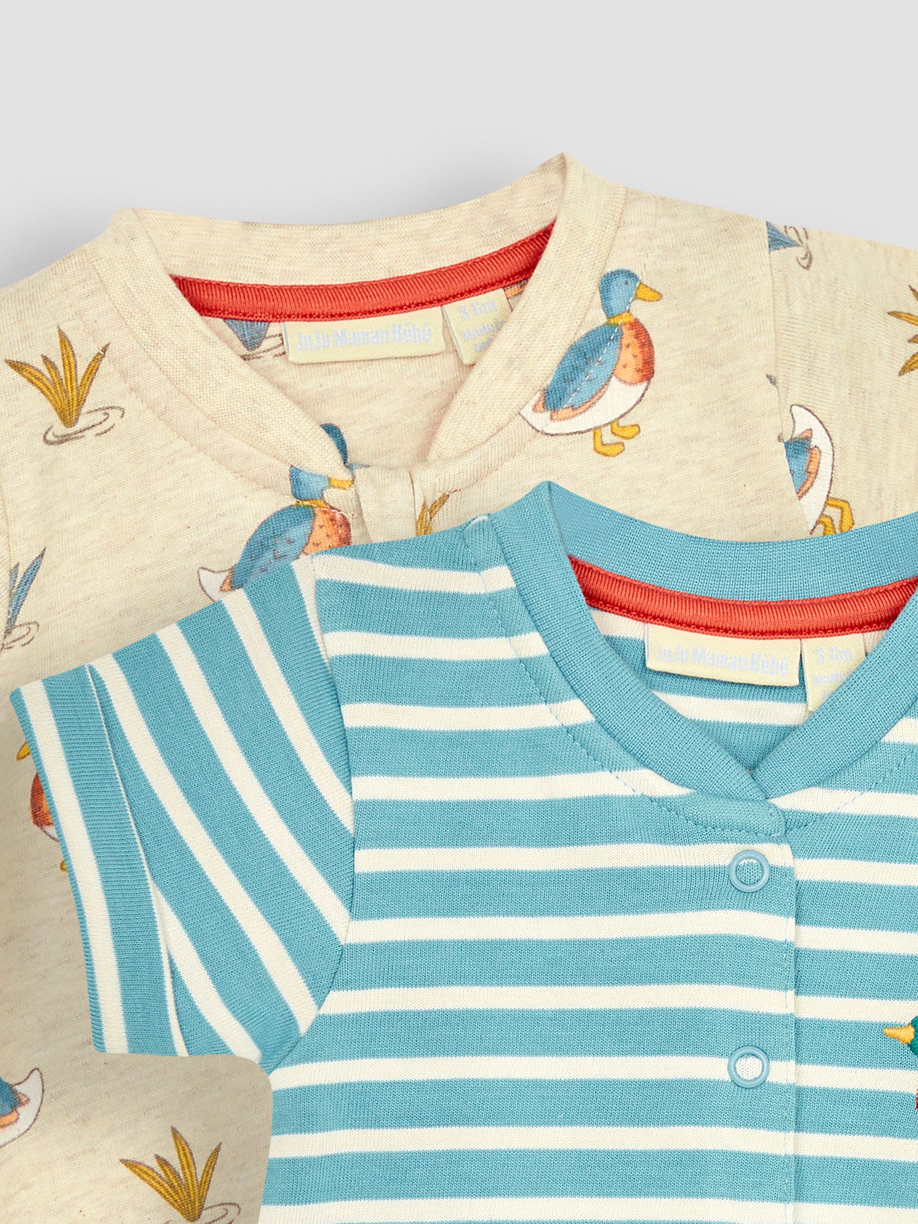 Natural Duck & Stripe 2-Pack Rompers - Image 6 of 6