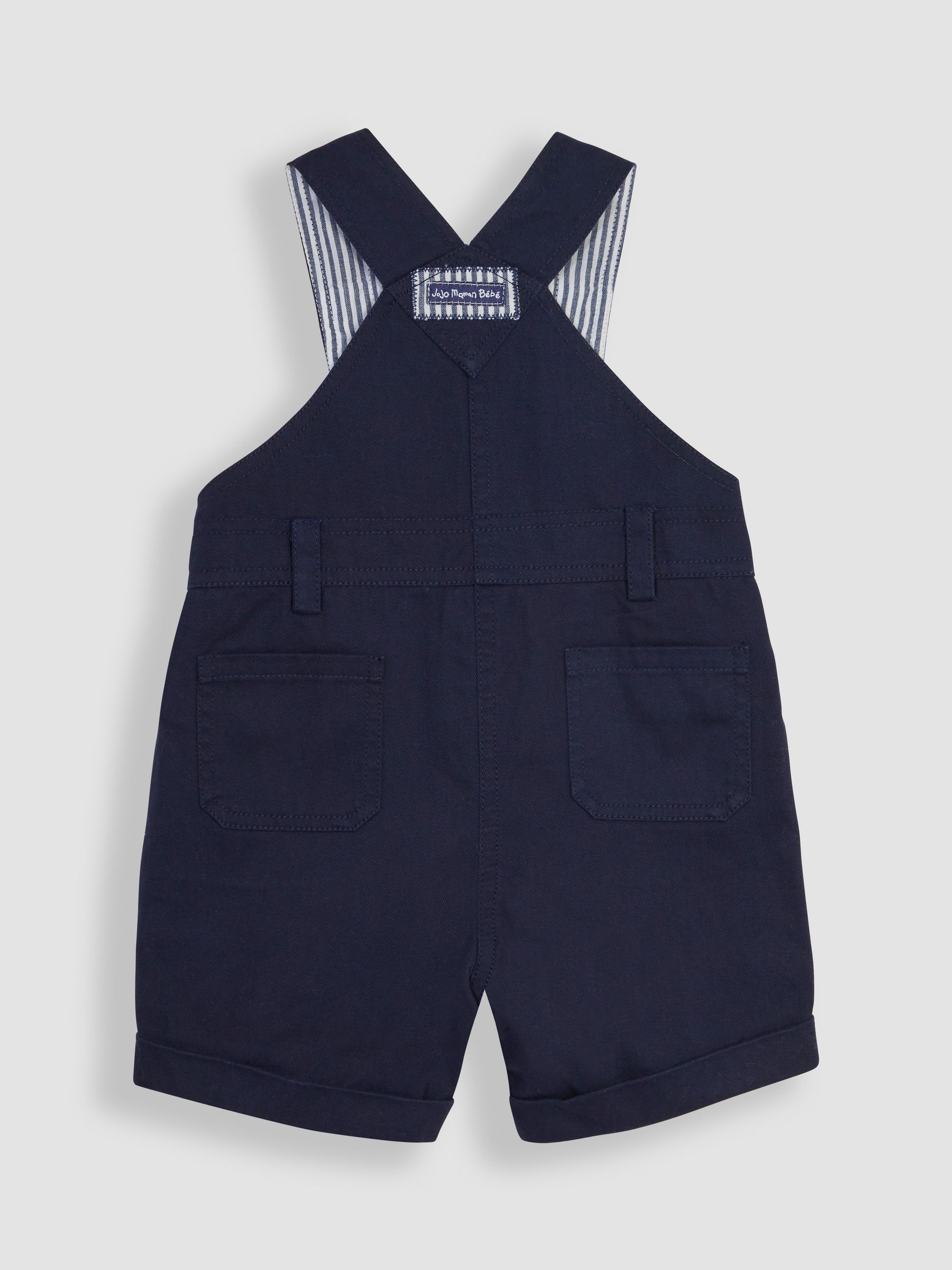 Navy 2-Piece Twill Dungarees & Stripe T-Shirt Set - Image 4 of 5