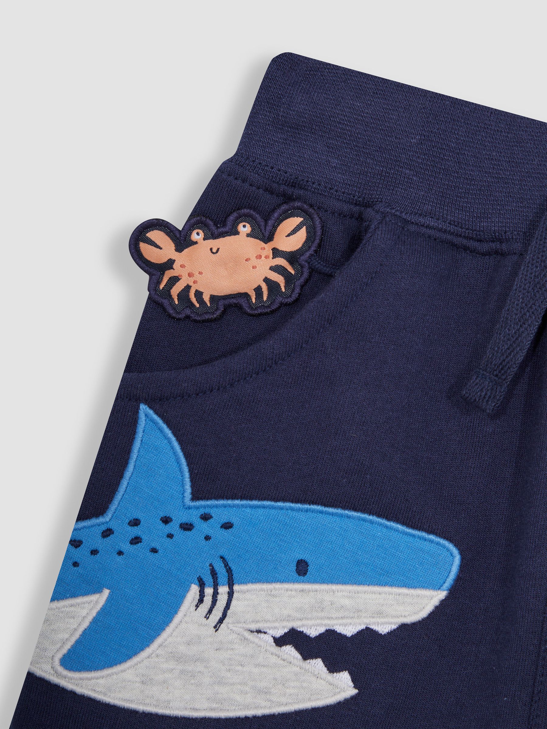 Navy Blue Shark Appliqué Pet in Pocket Shorts - Image 3 of 4