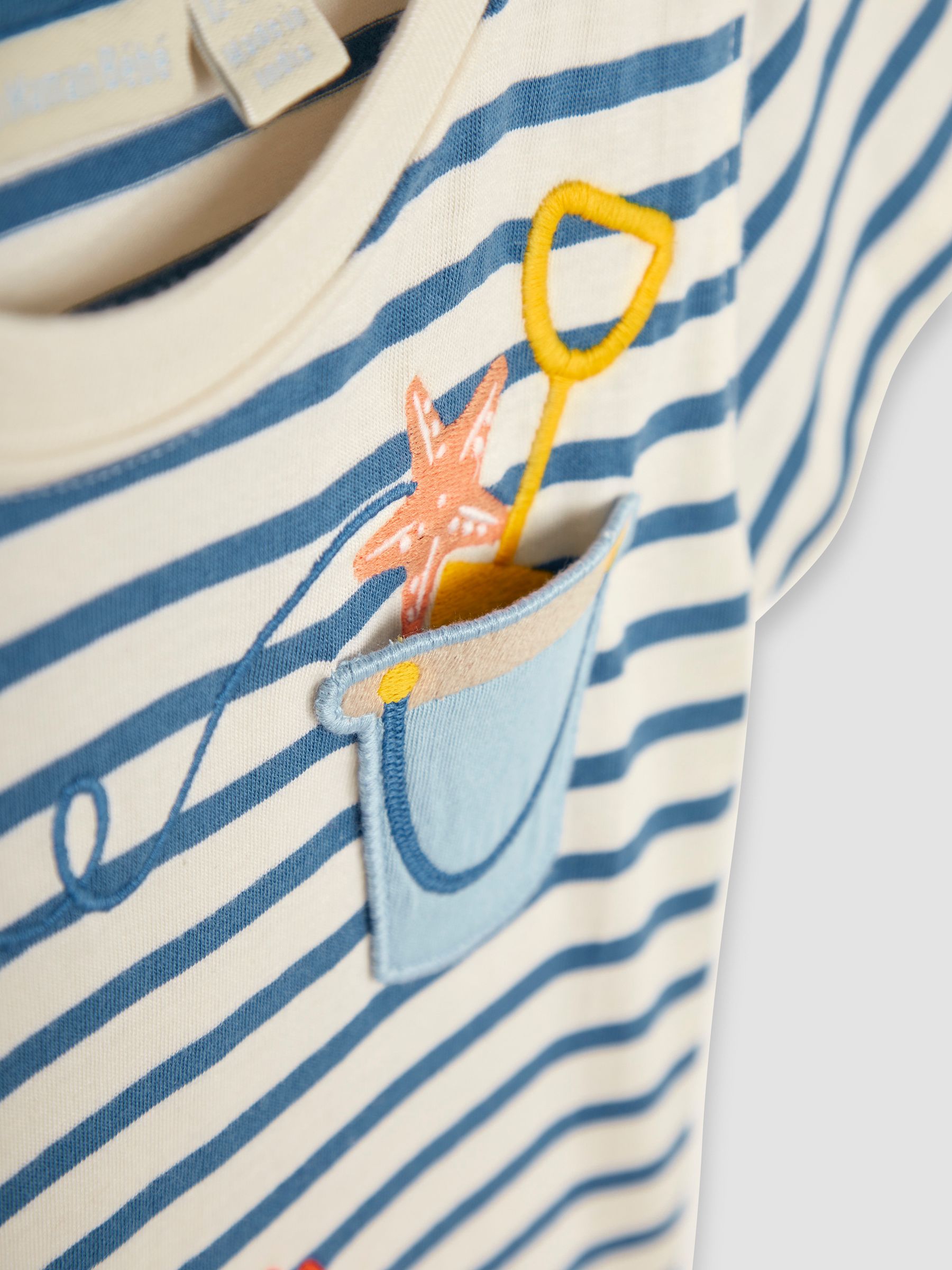 Ecru Crab Appliqué Pocket T-Shirt - Image 3 of 3