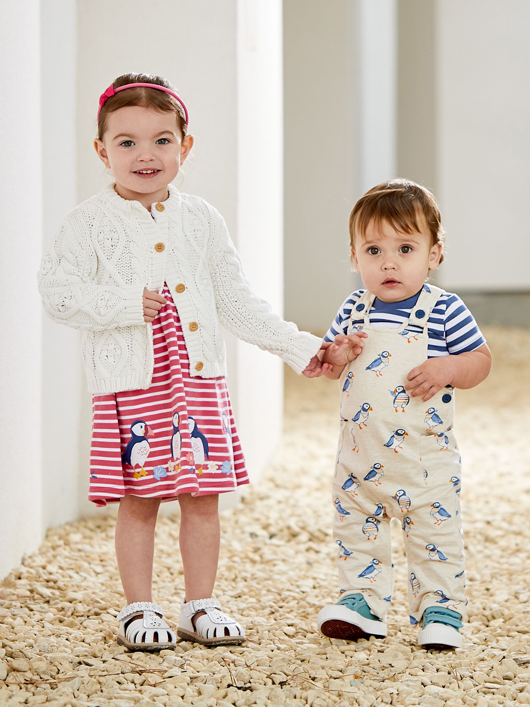 Natural 2-Piece Puffin Dungarees & Stripe T-Shirt Set - Image 2 of 3
