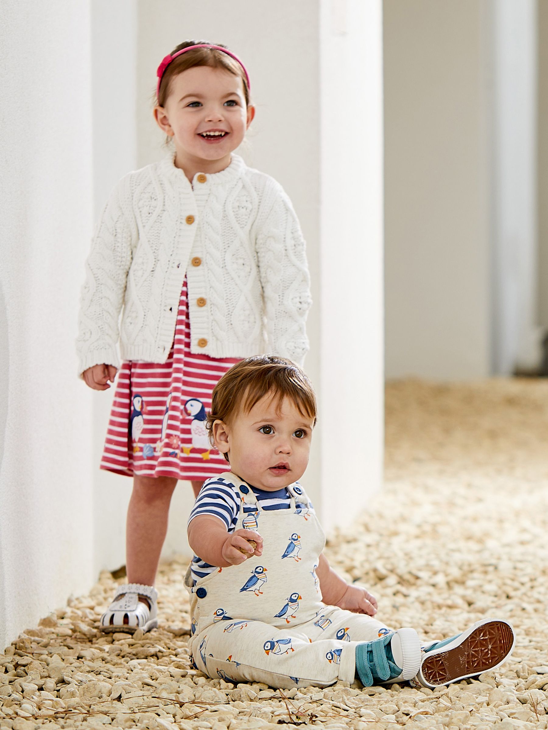 Natural 2-Piece Puffin Dungarees & Stripe T-Shirt Set - Image 3 of 3