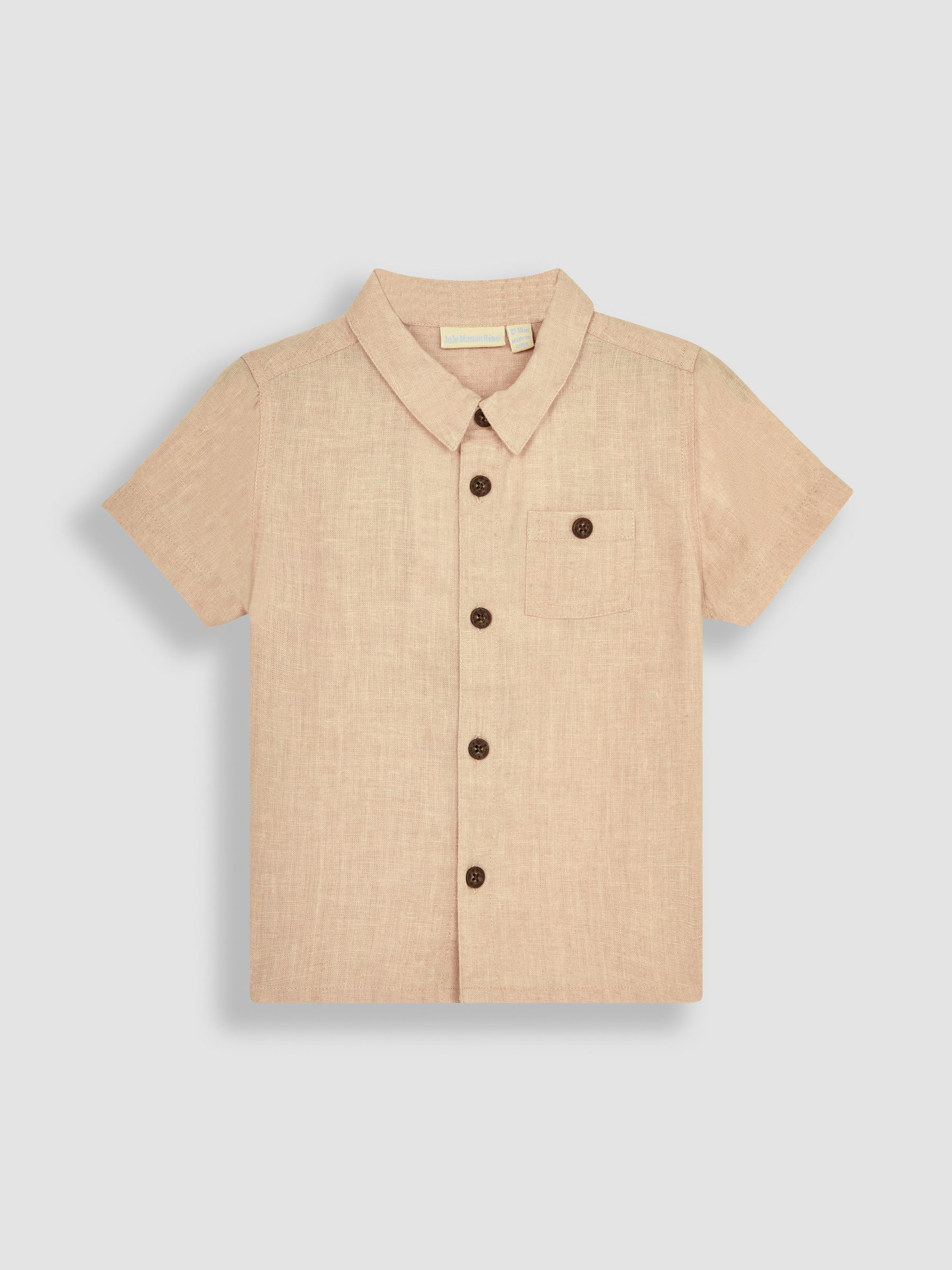 Stone Cotton Linen Summer Short Sleeve Shirt - Image 1 of 3